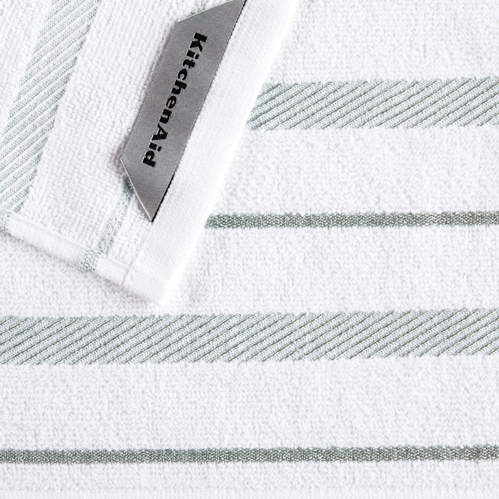 KitchenAid Albany Dishcloth 8 Pack Set, Aqua Sky/White, 12"x12"