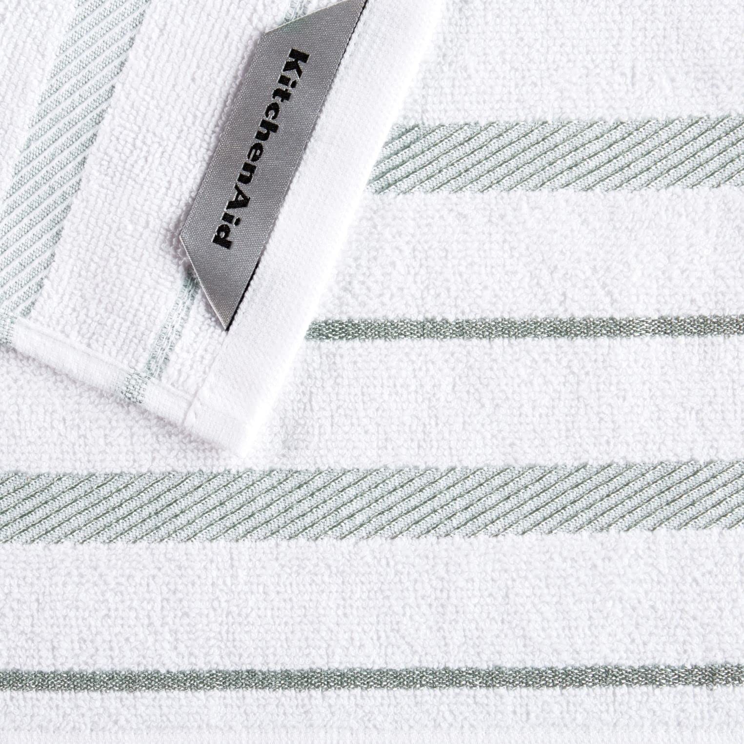 KitchenAid Albany Dishcloth 8 Pack Set, Aqua Sky/White, 12"x12"