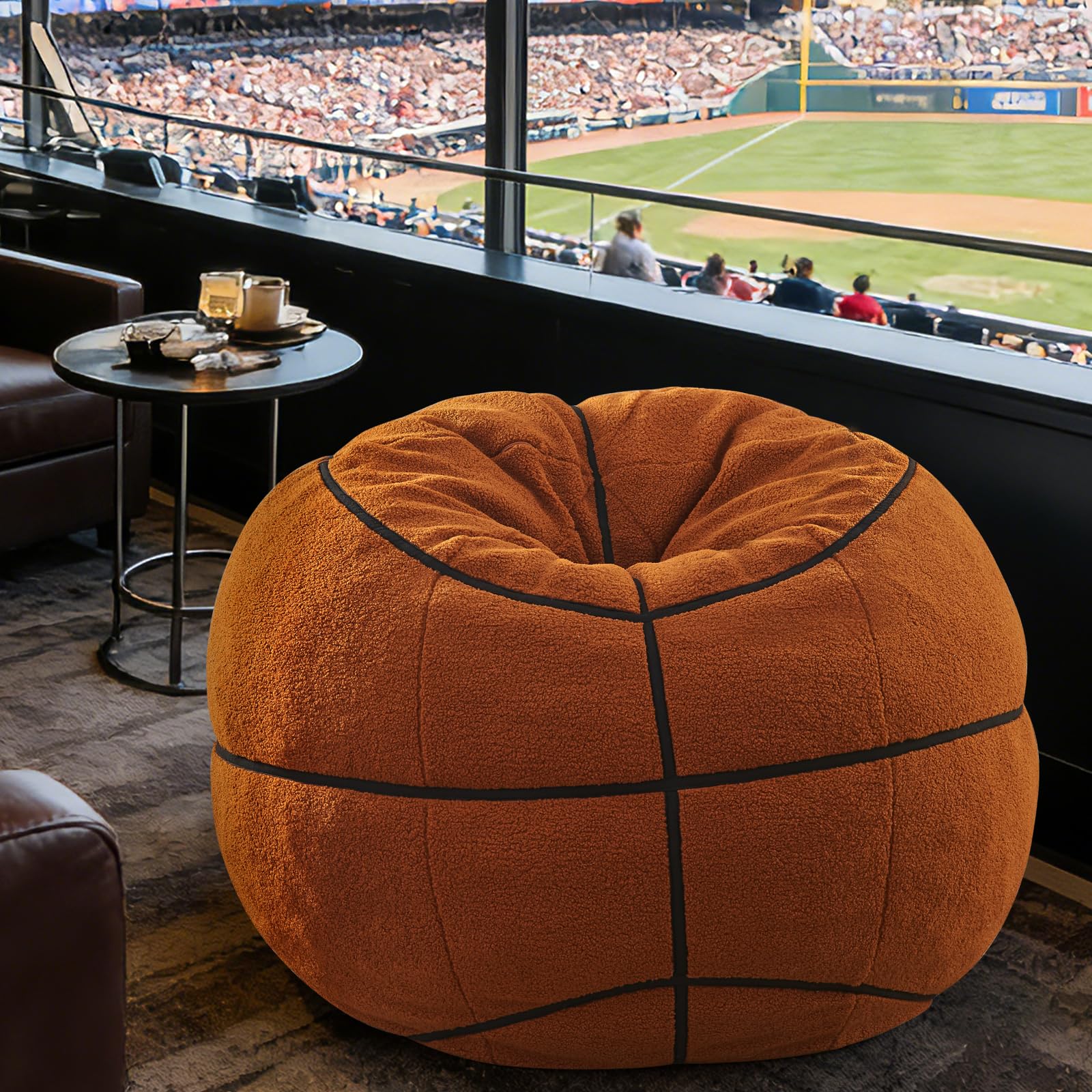 Sports Baseball Bean Bag Chair - Luxurious Bean Bag Chairs for Kids Teens Adults - Floor Sofa Couch with Filler - Plush BeanBag Furniture for Living Room Bedroom College Dorm - 32 Inch