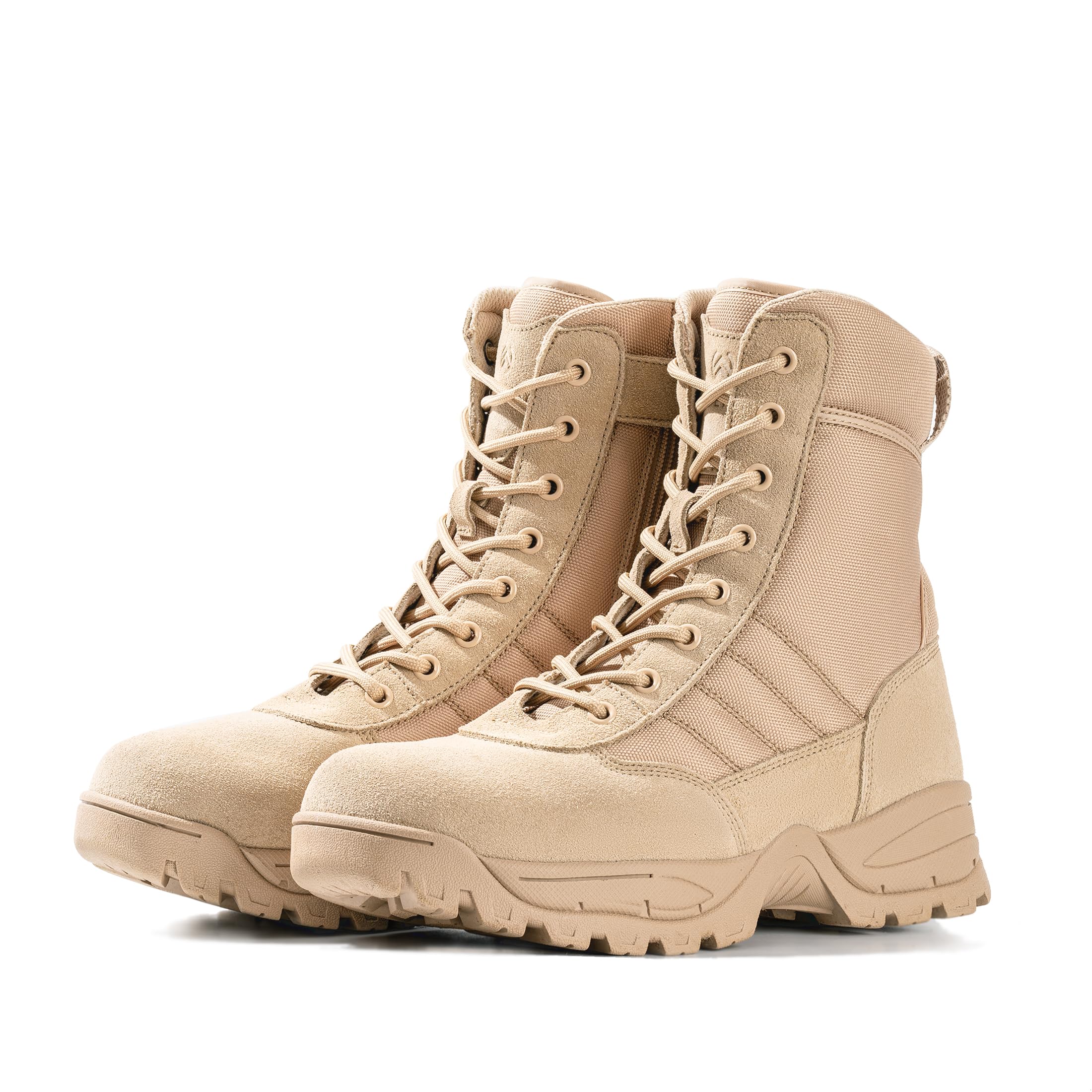 Men's Tactical Boots 8 Inch Side Zipper Military Combat Boots Leather Duty Work Boots for Men Police Motorcycle