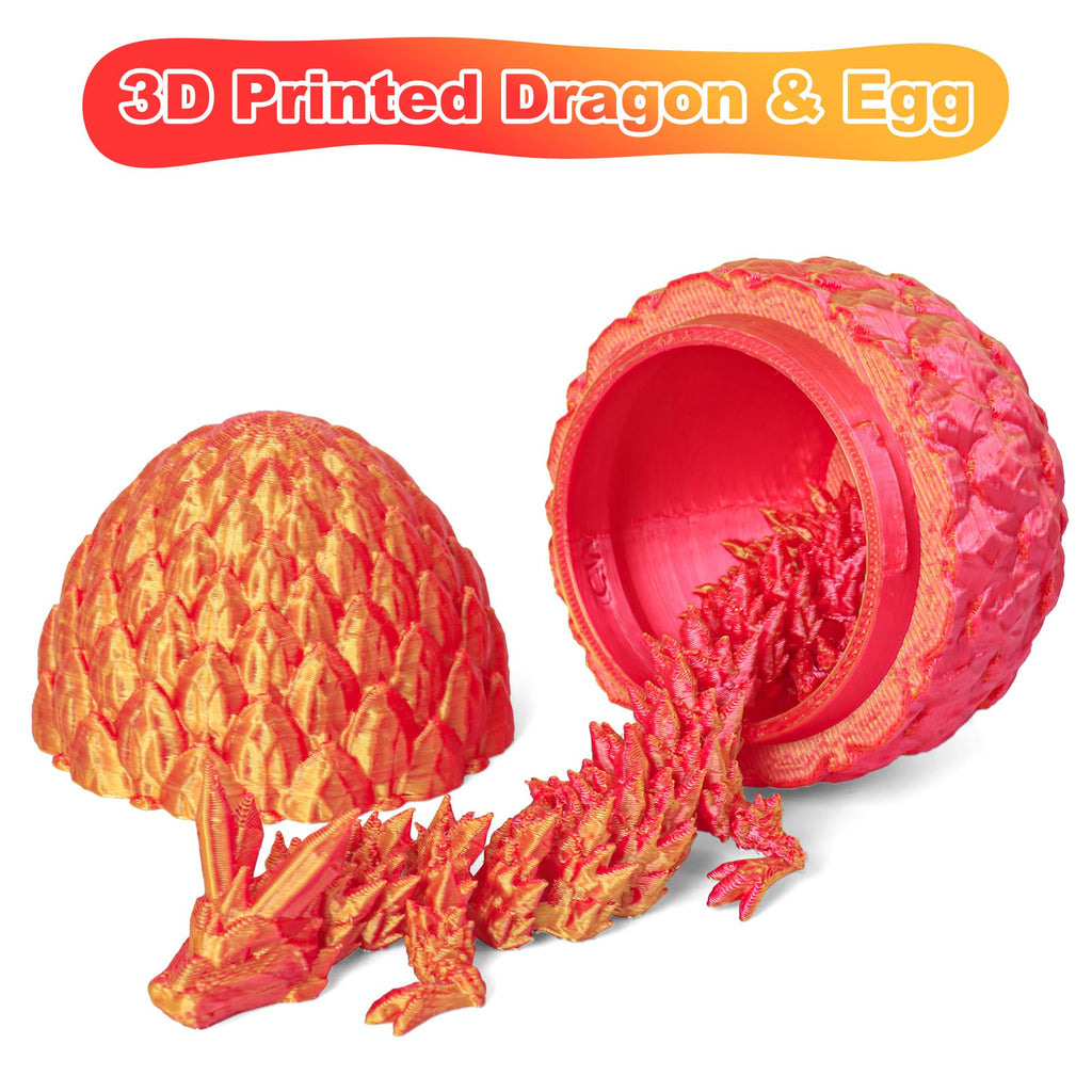 Easter Basket Stuffers 3D Printed Dragon Eggs with Dragon Inside Surprise Mystery Easter Egg Fidget Toy, Articulated Crystal Toys for Kid Easter Egg Hunt Party Favors (1PCS)