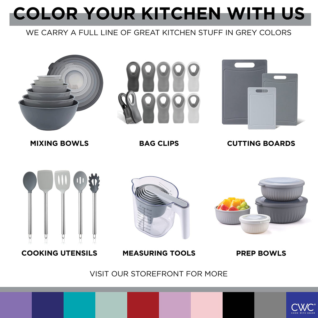 COOK WITH COLOR Silicone Cooking Utensils, Kitchen Utensil Set, Easy to Clean Silicone Kitchen Utensils, Cooking Utensils for Nonstick Cookware, Kitchen Gadgets Set with Holder, 10 Pieces