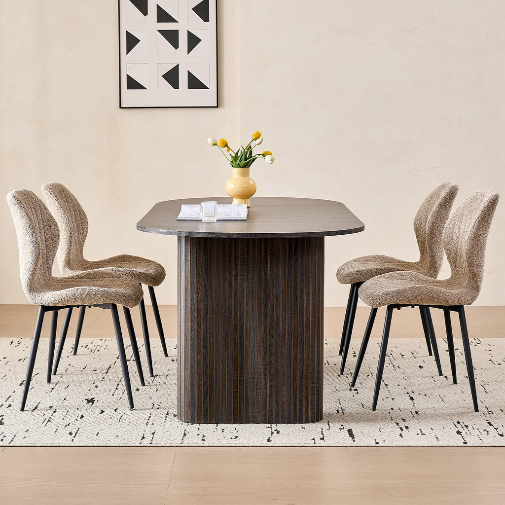 70.8" Oval Table for 4 6 Person, Modern Farmhouse Kitchen Dinner Table for Living Receiption Room, Black