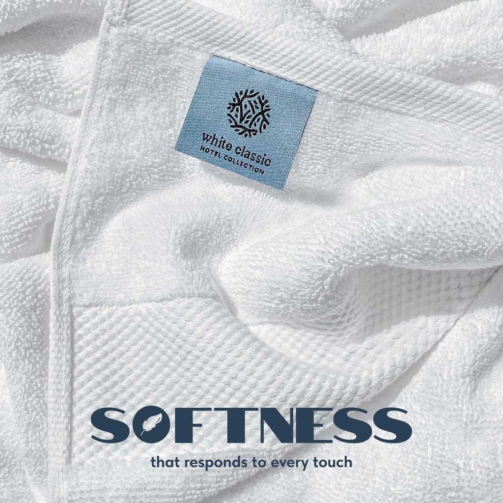 White Classic Luxury Bath Towels Set of 4 Large - 700 GSM Turkish Cotton Ultra Soft Bath Towels 27x54 | Highly Absorbent and Quick Dry | Hotel Towels for Bathroom Luxury, Plush Shower Towels, White
