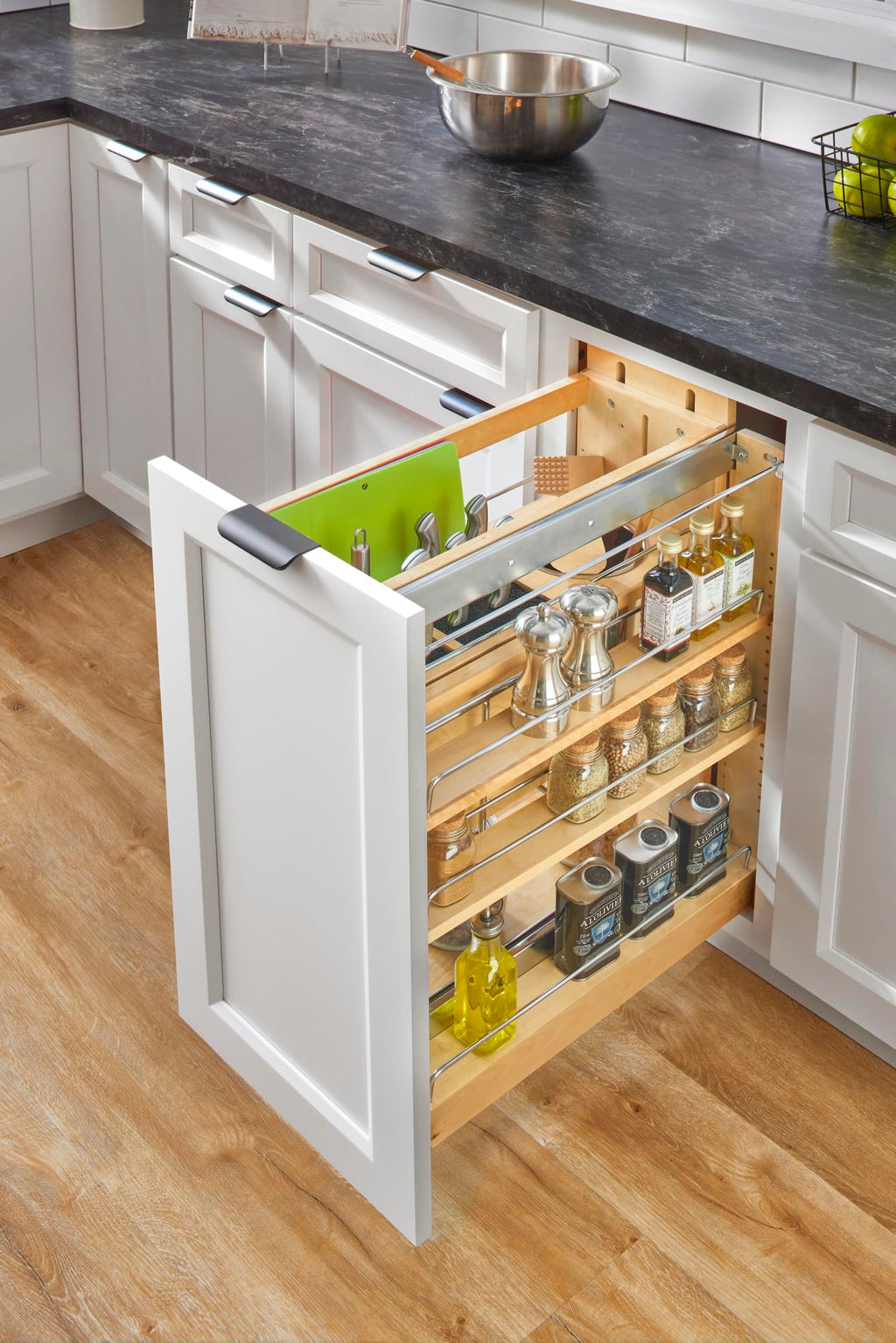 Rev-A-Shelf Wood Base Cabinet Knife Block Pullout Organizer w/Soft-Close
