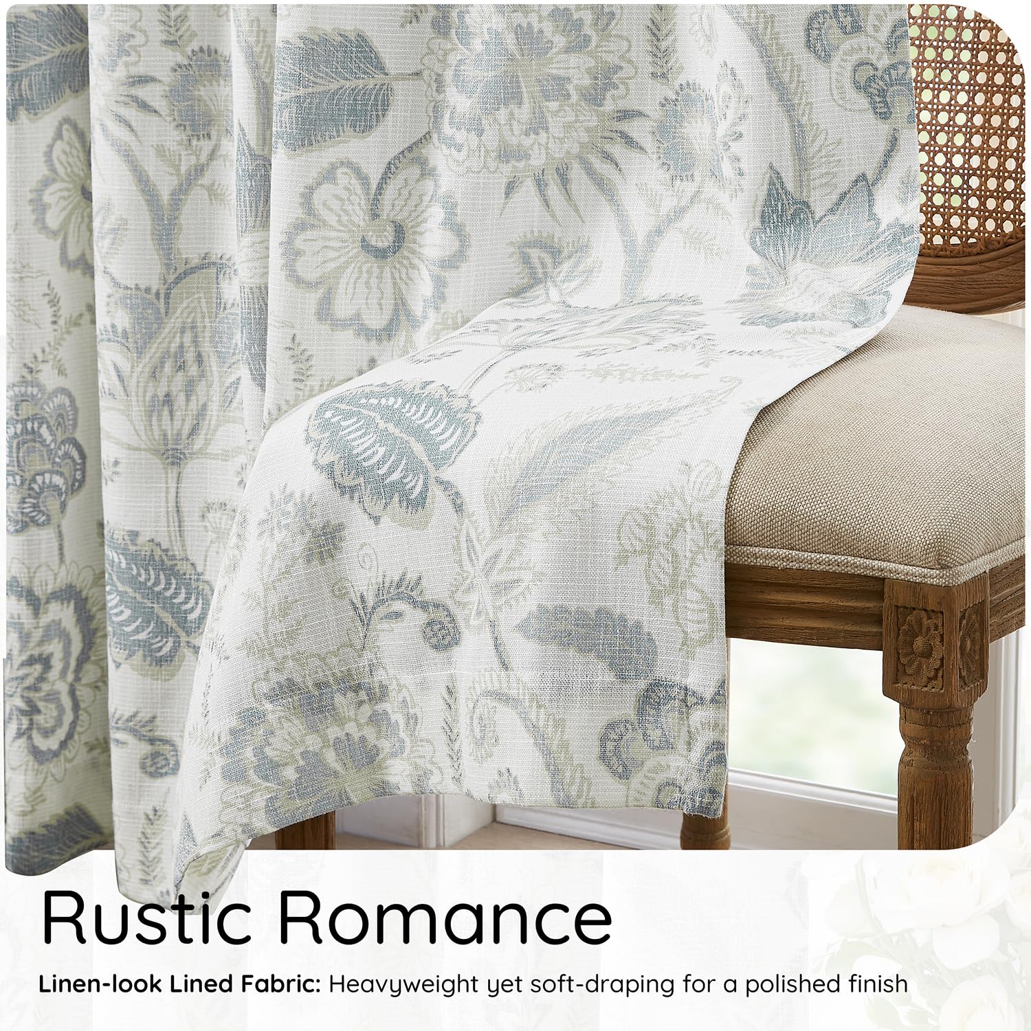Kayne Studio Pinch Pleated Full Blackout Window Curtain Panels Botanical Floral Boho Leaf Print Country Farmhouse GreenYellow Room Darkening Thermal Insulated Window Treatment Bedroom,40"x84",2 Panels