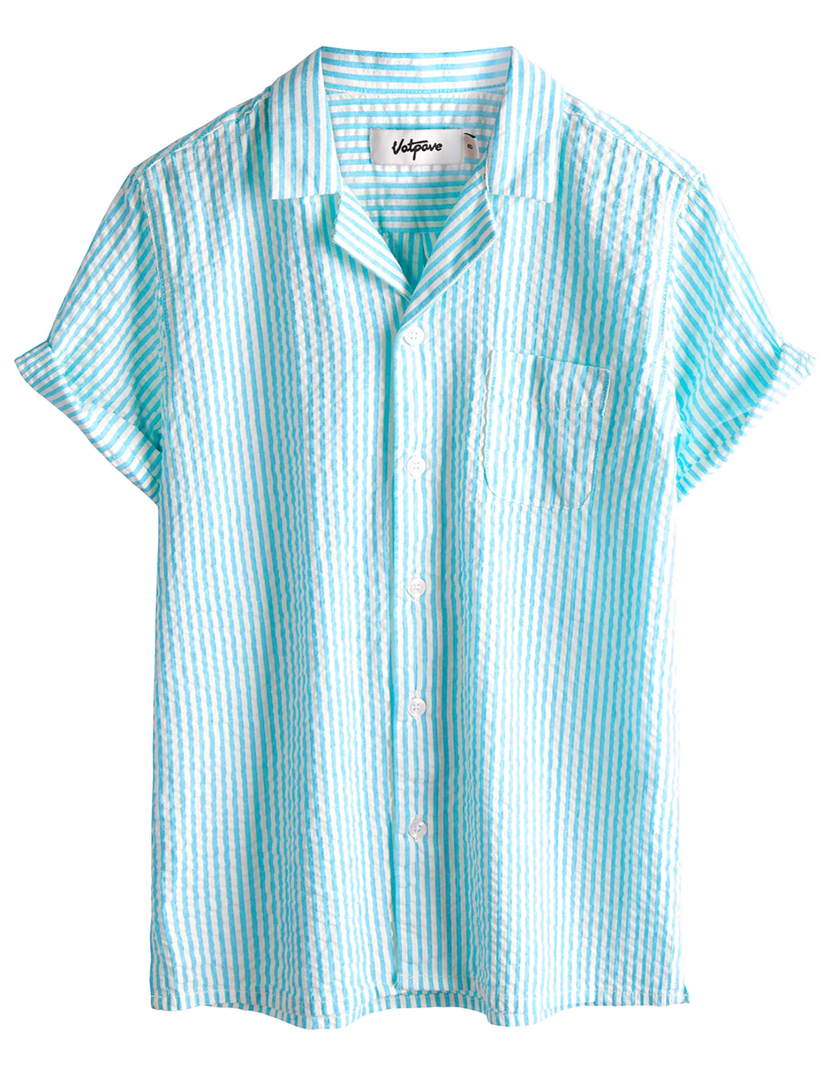 VATPAVE Boys Button Down Shirt Short Sleeve Casual Hawaiian Shirt Cuban Collar Summer Beach Shirts with Pocket
