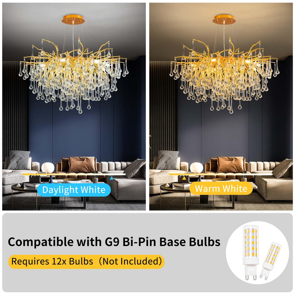 Modern Crystal Raindrop Chandelier, L40'' Black Linear Rectangle Art Deco Tree Branch Lighting Fixture for Kitchen Island Living Room Foyer Staircase 10 Lights