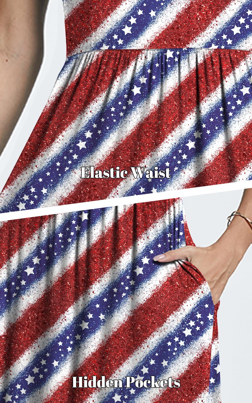 Womens Short Sleeve Empire Waist Dresses Casual Summer Dress with Pockets