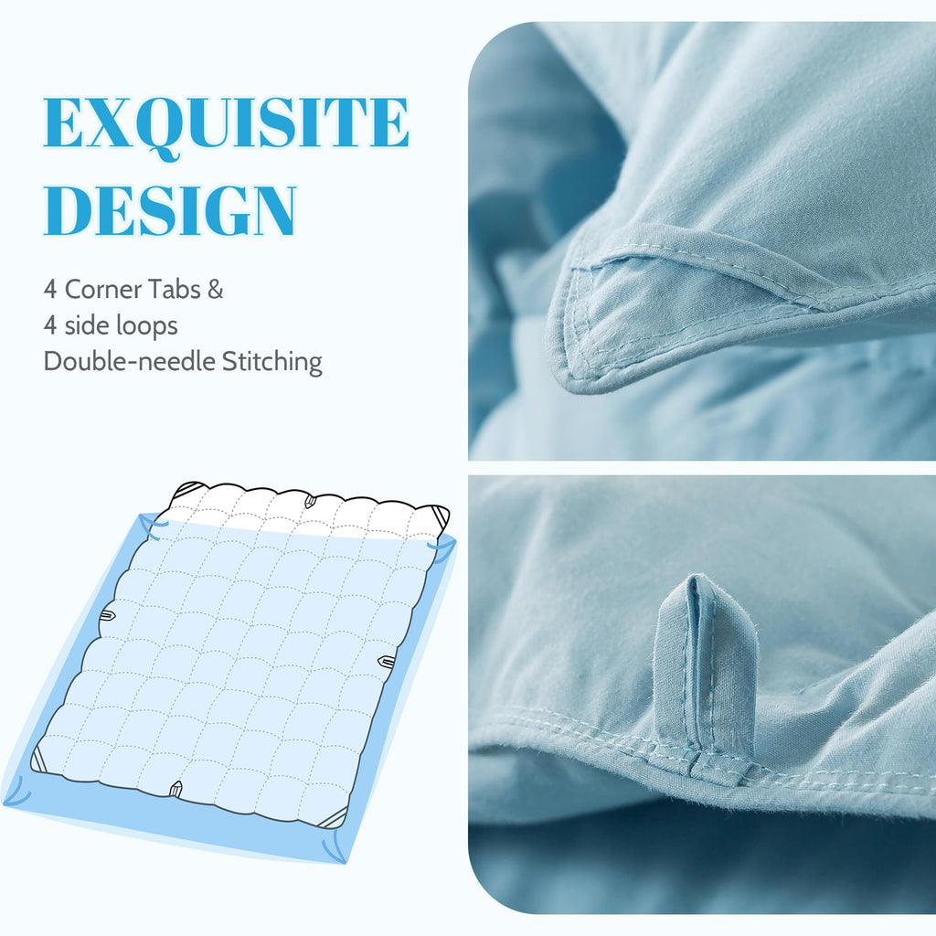 Cosybay Queen Size Feather Down Fiber Comforter Ultra Fluffy Duvet Insert, All Season Cotton Cover Luxury Hotel Bed Comforter with Corner Tabs, Blue, 90x90 Inch