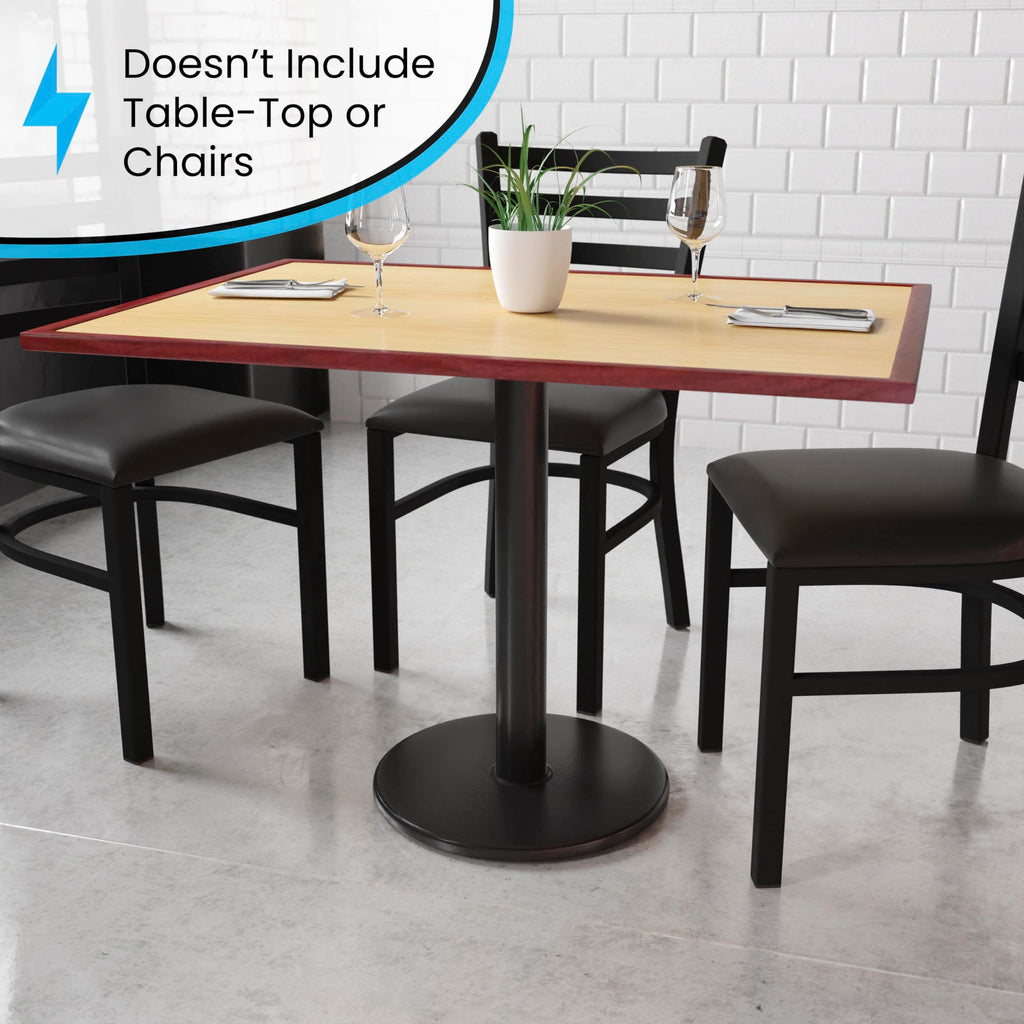 Flash Furniture Beverly 18" Round Restaurant Table Base with 3" Diameter Table Height Column, Commercial Cast Iron Restaurant Round Table Base, Black