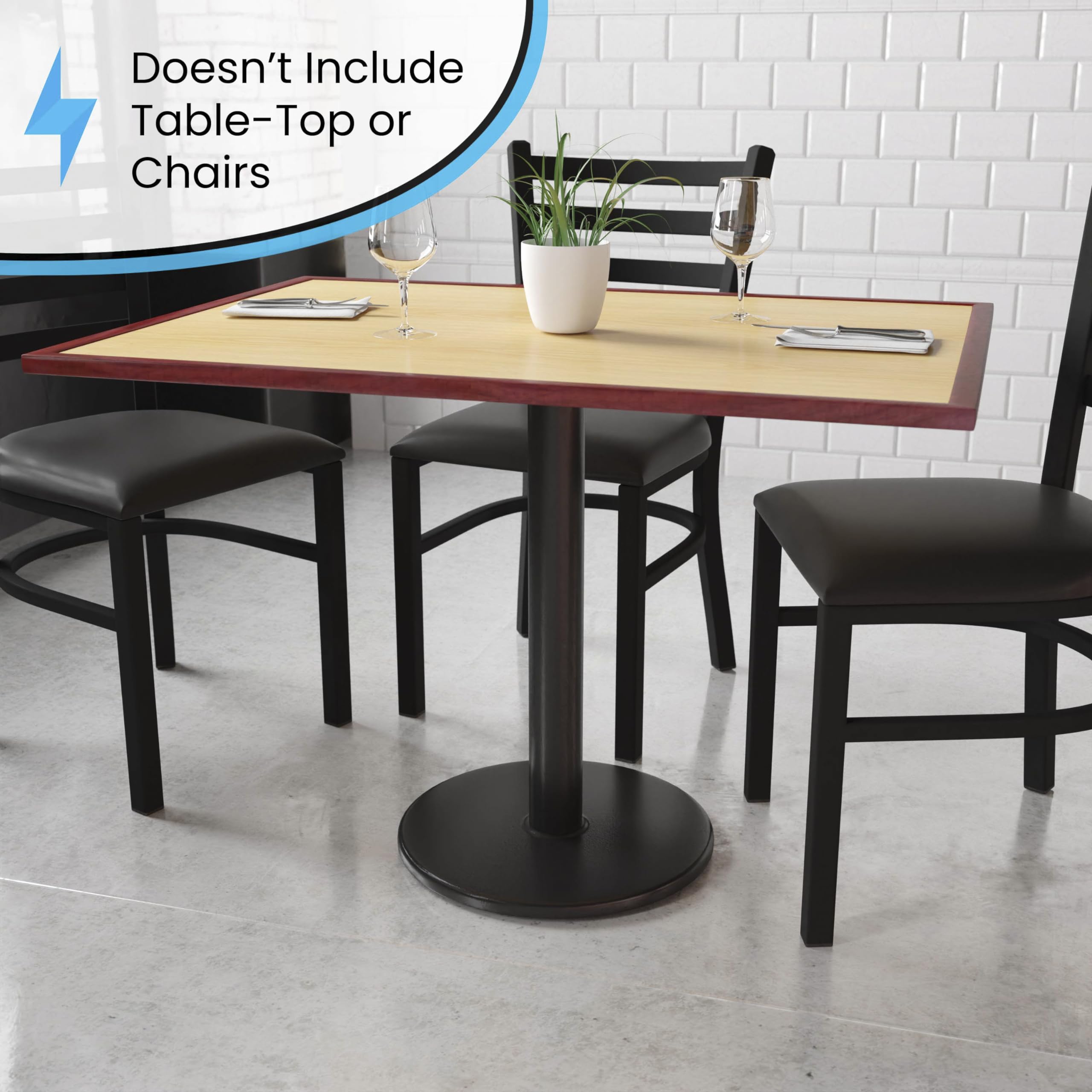 Flash Furniture Beverly 18" Round Restaurant Table Base with 3" Diameter Table Height Column, Commercial Cast Iron Restaurant Round Table Base, Black