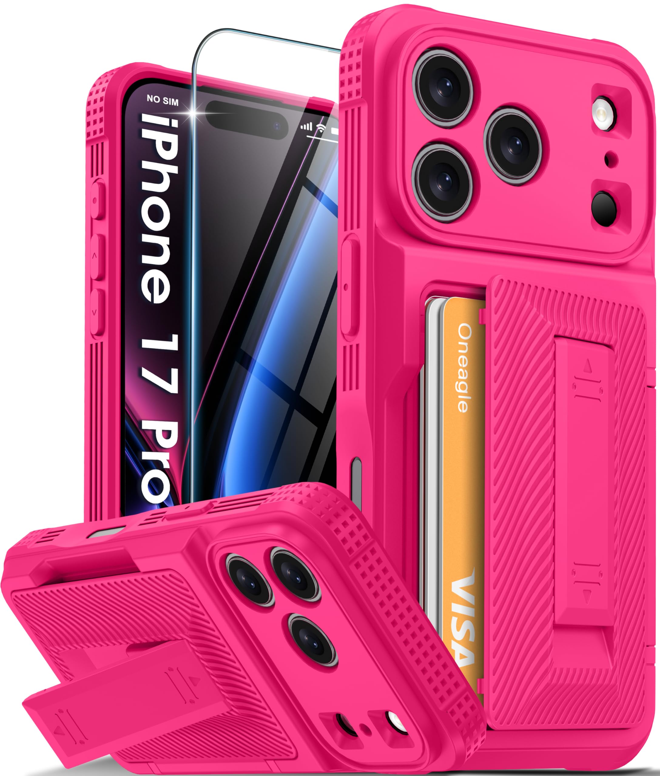 Oneagle Wallet for iPhone 16 Pro Max Case with Card Holder (4-5 Cards) [RFID Blocking] [Privacy Screen Protector] Full Camera Protection & Kickstand, 15FT Shockproof Phone Case for iPhone 16 Pro Max