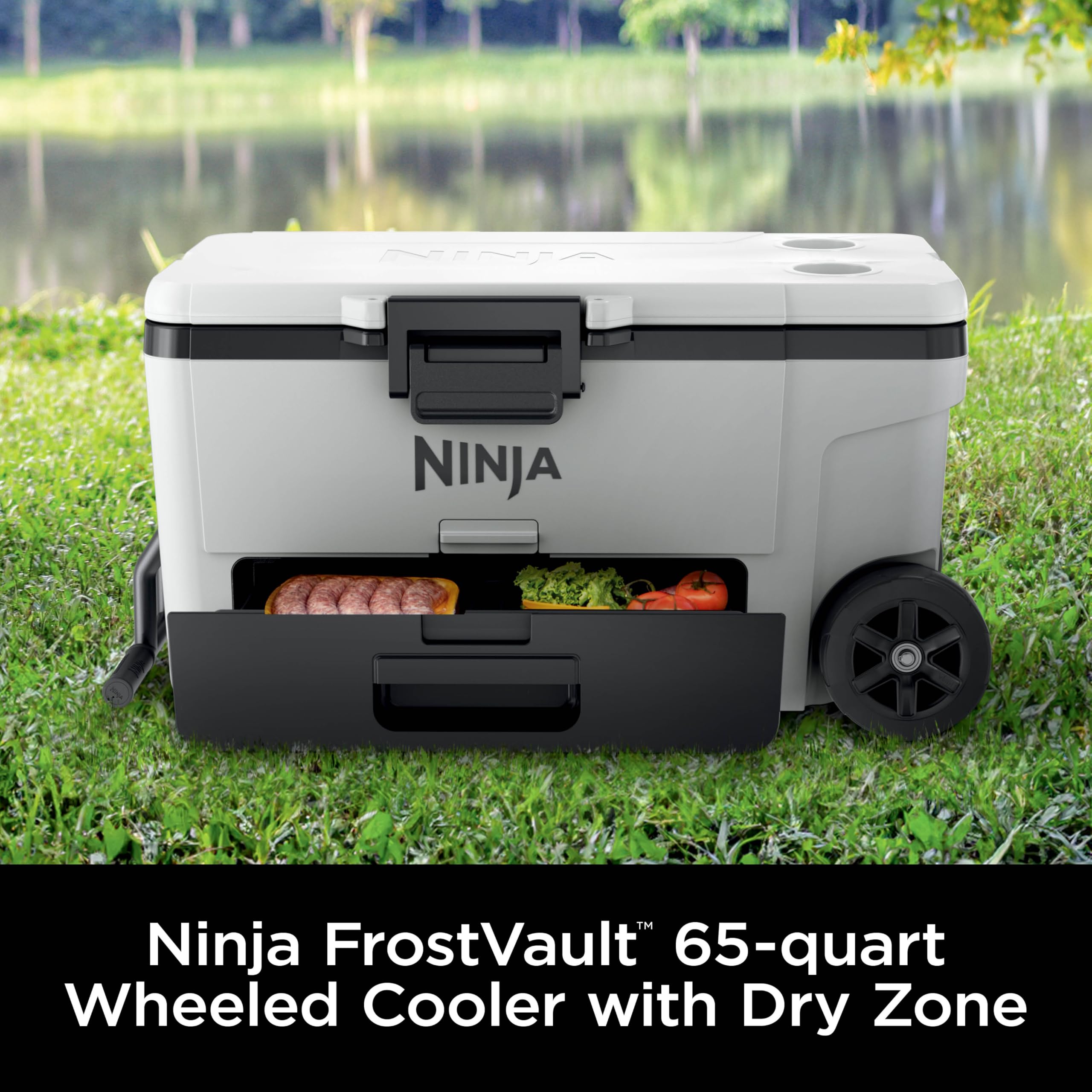 Ninja FrostVault | 65qt Wheeled Cooler with Cold Dry Zone | Integrated Fridge-Temp Dry Storage Drawer | Premium Heavy-Duty Insulated Cooler | Keeps Ice for Days | Charcoal Gray | FB265CG