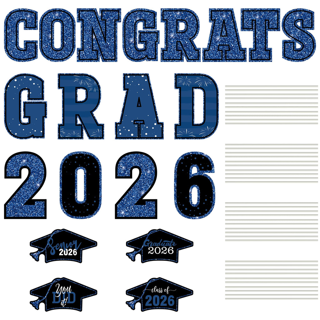 HOVACY 20 PCS Black Gold Graduation Yard Signs Class of 2026 | Black Gold 20 PCS, 40 Stakes, 11.57 x 16.14 in, Corrugated Plastic, Waterproof, Congrats Grad Sign, Graduation Sign