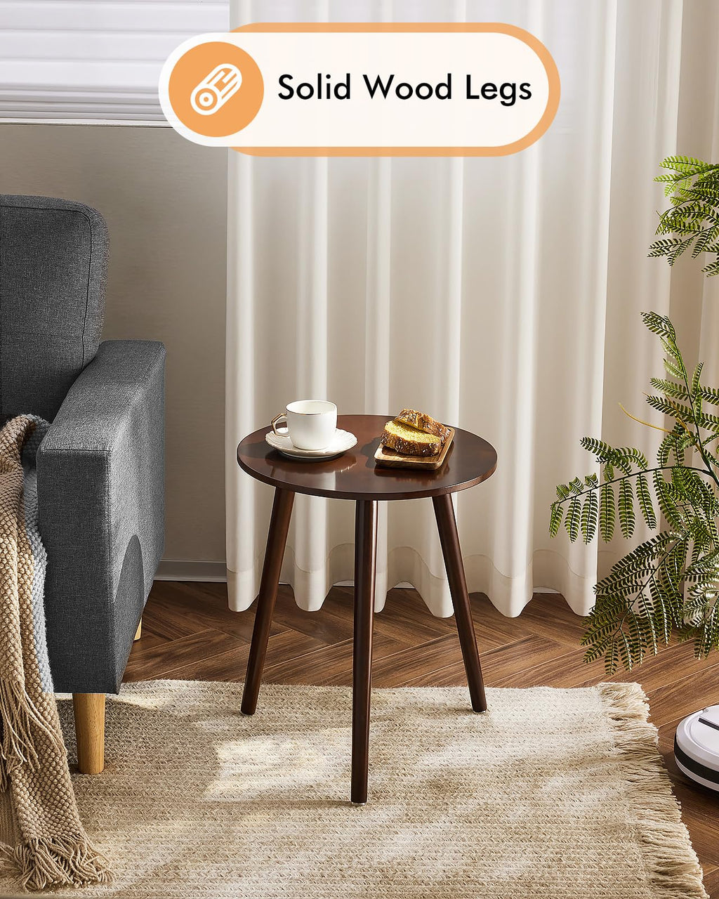 Apicizon Black Round Side Table, Black End Table Bedside Table Nursery with Wood Legs, Nightstand for Living Room, Bedroom, 16.5 x 20.5 Inches