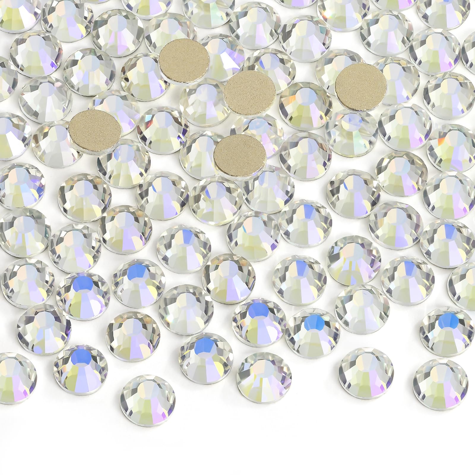 2880 Pieces Flatback Rhinestones Glue Fix Crystal Glass Diamantes Gems for Crafting Nail Art Crafts Decorations Clothes Shoes 1.4 mm (ss3, Amber)