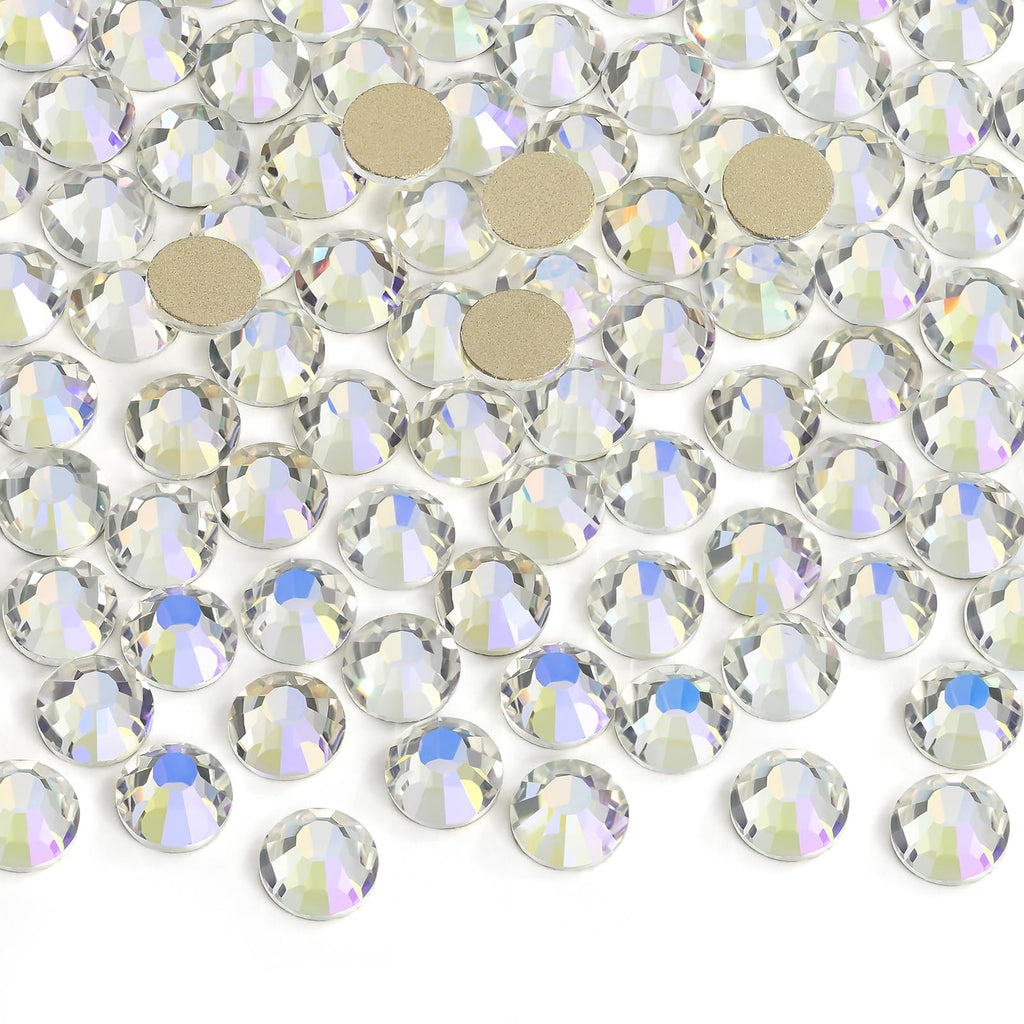 2880 Pieces Flatback Rhinestones Glue Fix Crystal Glass Diamantes Gems for Crafting Nail Art Crafts Decorations Clothes Shoes 1.4 mm (ss3, Amber)