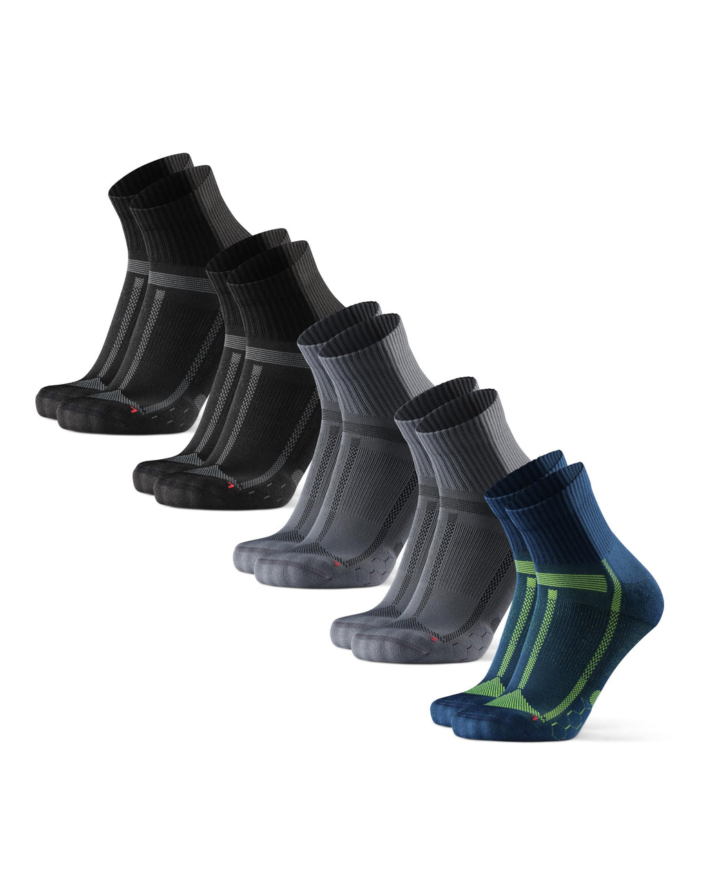 DANISH ENDURANCE Ultra-Comfort Quarter Running Socks, Performance Socks, Men & Women - 3 or 5 Pack