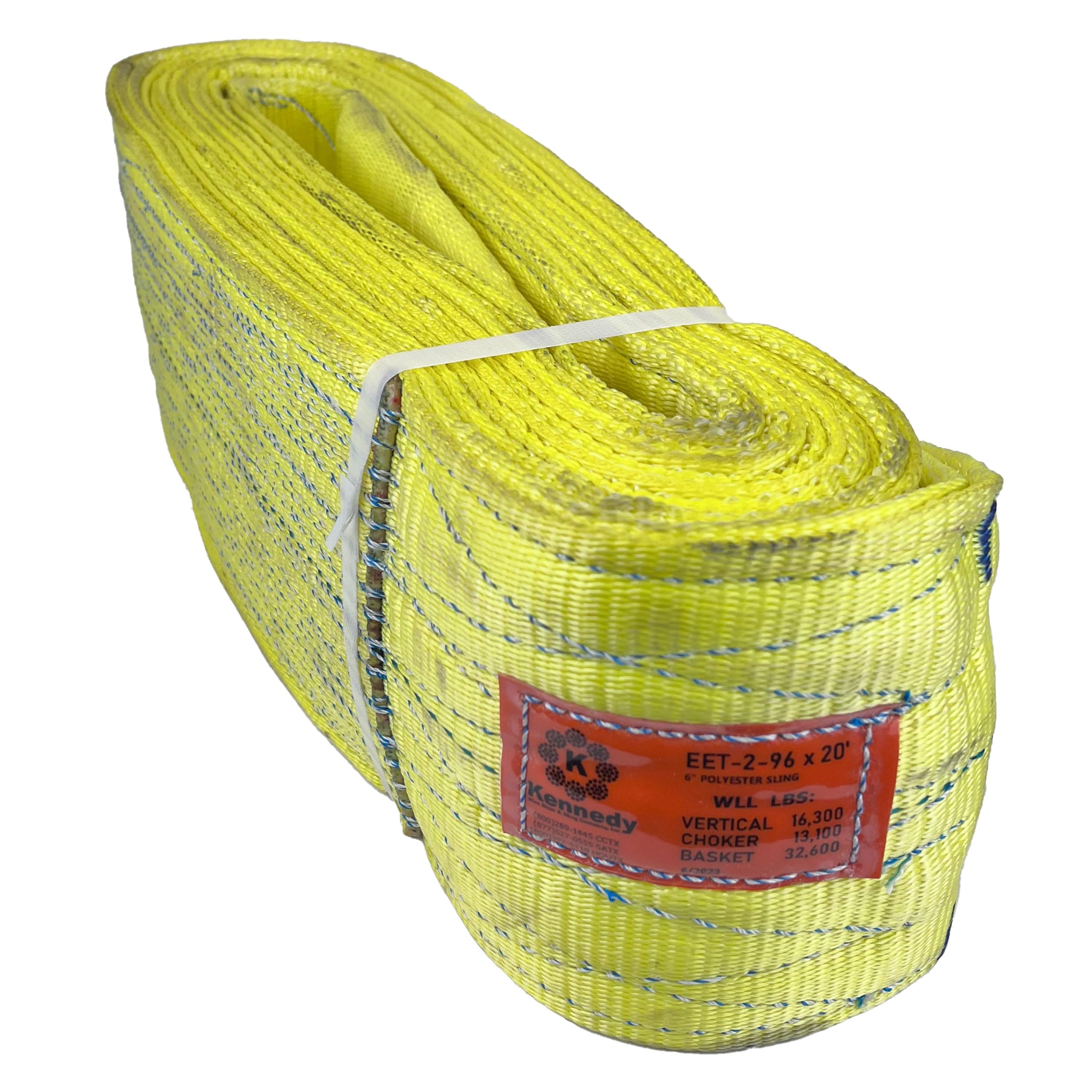 Kennedy Wire Rope & Sling Company 1" x 2' 2-Ply Twist Eye Polyester Lifting Sling (Various Sizes in Listing) Made in The USA