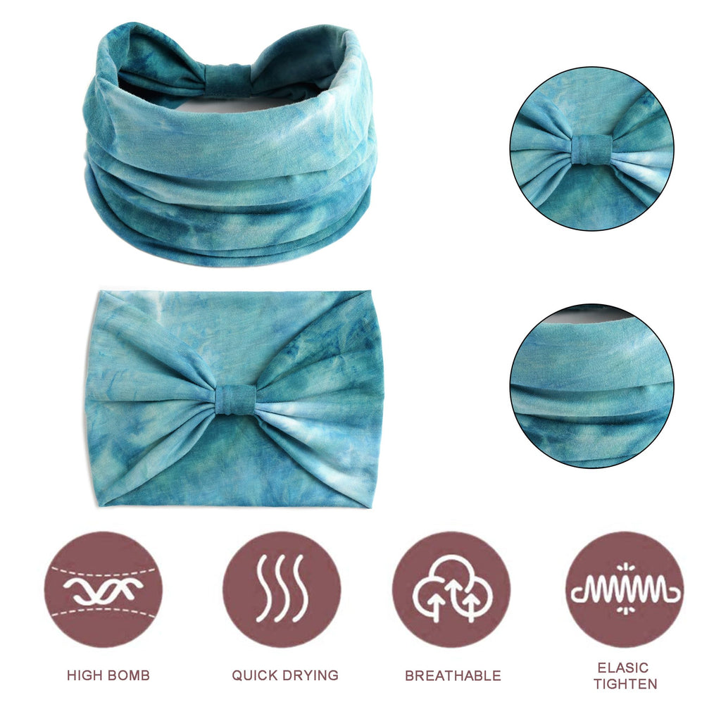 Boho Headbands For Women Fashion Stretch Wide Hair Bands Knoted Turban Head Bands Yoga Running Sweatband Elastic Headband Stylish Wrap Headbands Hair Accessories for Teen Girls 4 Pack