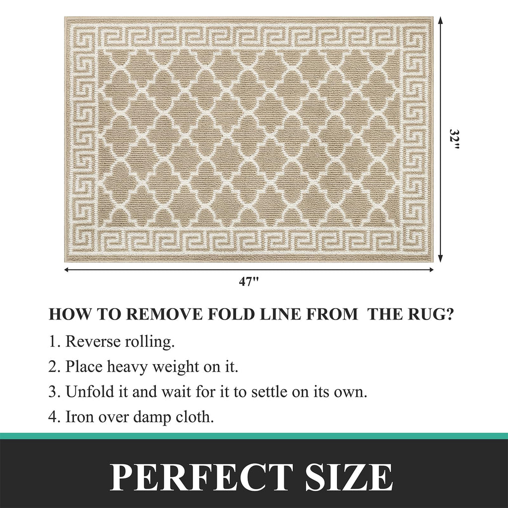 Pauwer Door Mat Indoor Entrance 20"x60" Absorbent Dirt Trapper Welcome Mats for Front Door Washable Entryway Rugs Ultra Thin Doormat Non Slip Runner Rugs for Hallway Kitchen Laundry Room, Beige