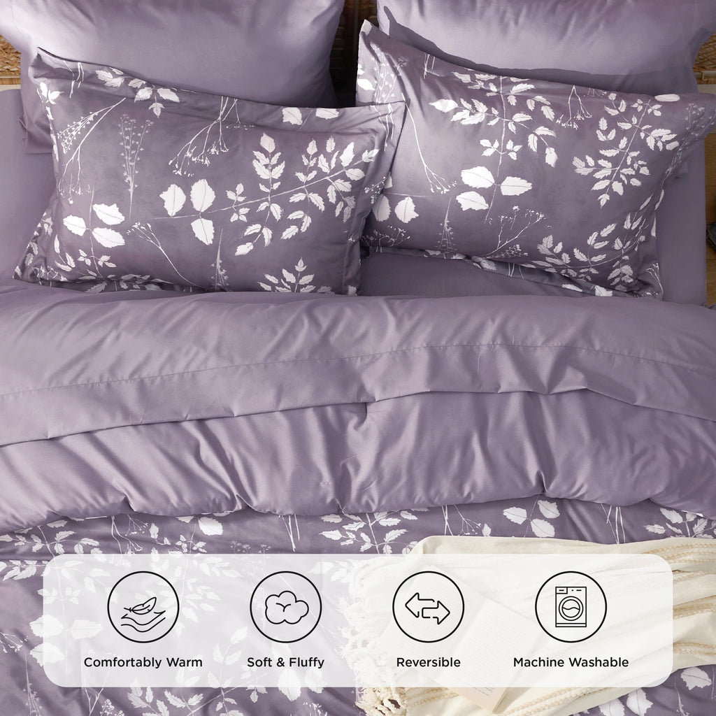 Bedsure Twin Comforter Set - 5 Pieces Floral Sage Green Soft Bedding Sets, Twin Bed in a Bag with Botanical Flowers Comforter, Sheets, Pillowcase & Sham