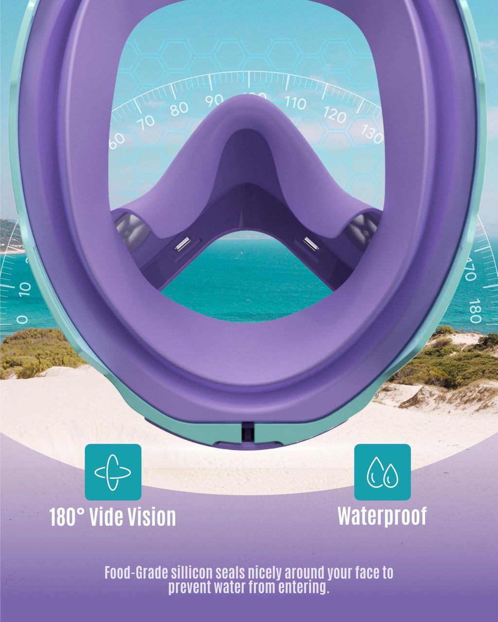 G2RISE Kids Snorkel Mask Full Face Snorkel Set, Snorkeling Gear for Kids with 180 Degree Panoramic View, Anti-Leak & Anti-Fog