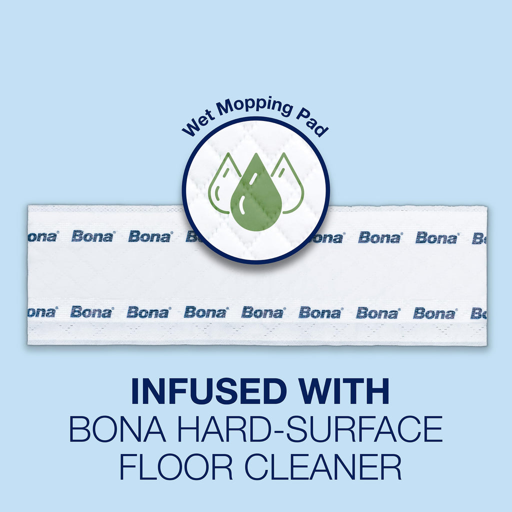 Bona® Disposable Wet Cleaning Pads for Hard-Surface Floors, Lemon Mint Scent 12 Count (Pack of 1)