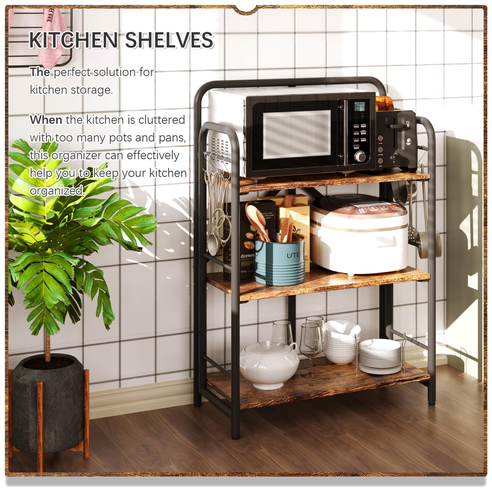 4NM No Assembly Folding Bookshelf, 3 Tiers Collapsible Book Shelves Open Industrial Foldable Storage Bookcase Shelf for Bedroom, Living Room, Home Office - Natural and White