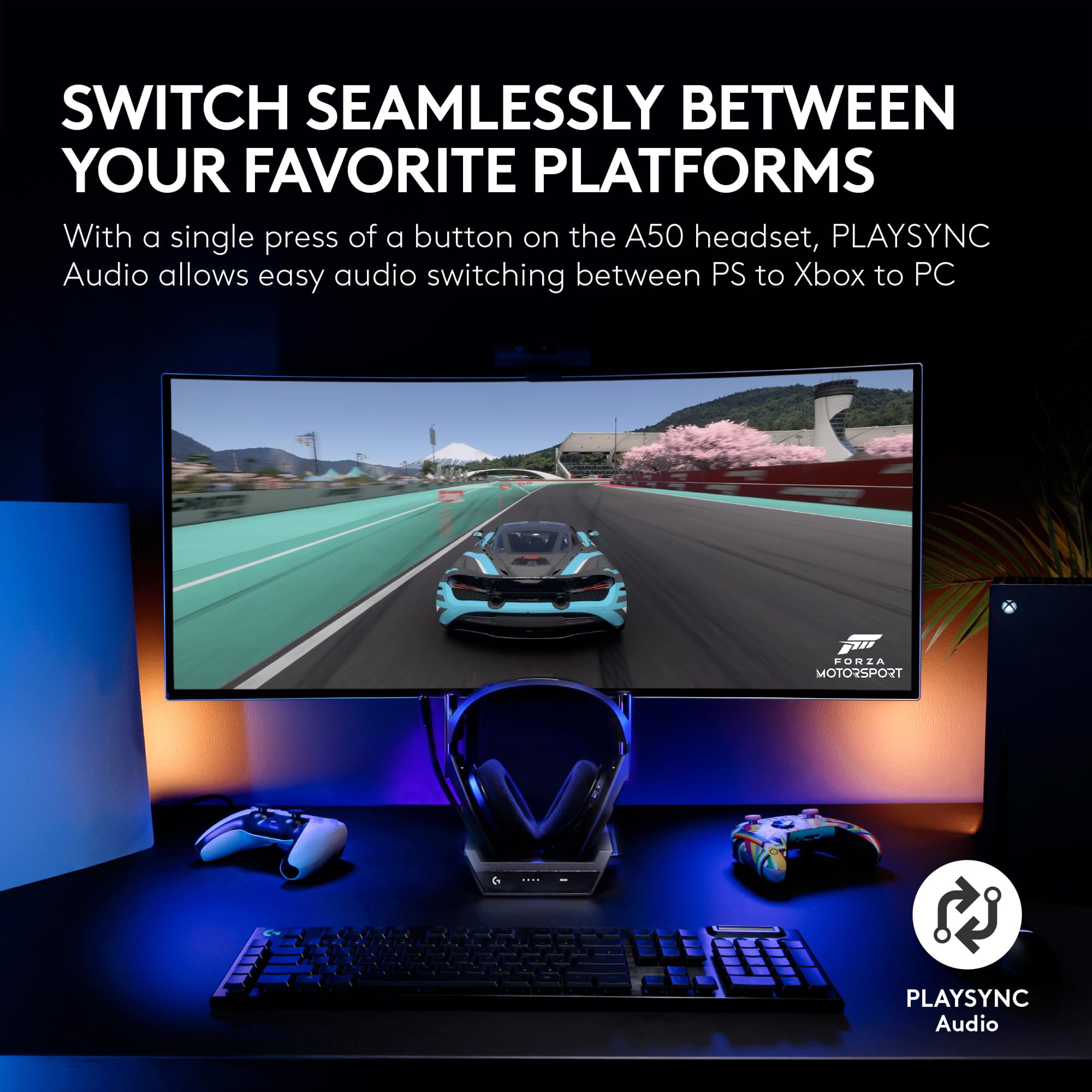 Logitech G Astro A50 X Multi-Platform Wireless Gaming Headset + Base Station for PS5/Xbox/PC: PLAYSYNC Video & Audio Switcher, HDMI 2.1 4K 120Hz VRR, <24bit/48kHz, 24hr Battery, 2.4GHz & BT - Black