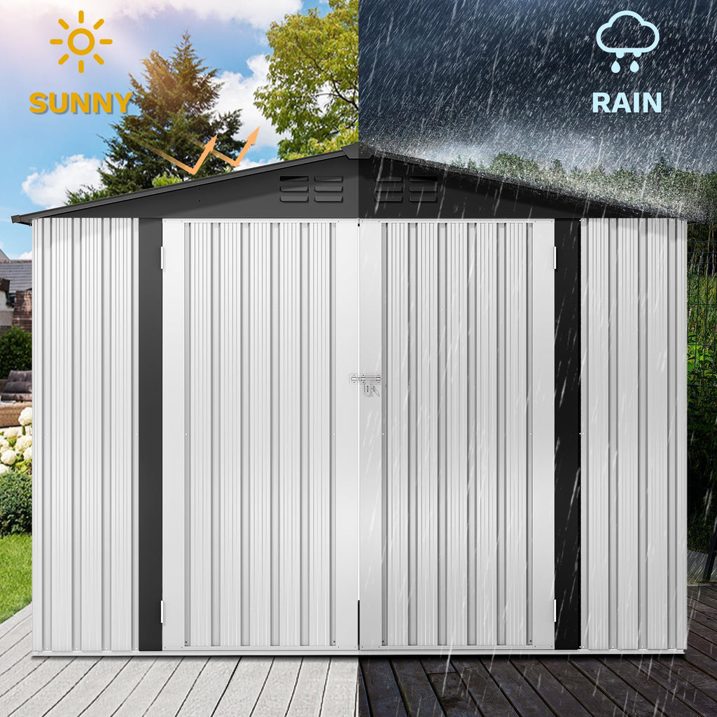 DWVO 6x4ft Outdoor Storage Shed, Lockable Metal Tool Storage Sheds, Waterproof Garden Sheds with Vents for Backyard, Patio, Garage, Lawn, Dark Gray