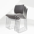 4 Pack Stacking Chairs 1102LB Capacity Home Office Guest Chair Set With Sled Base, Modern Reception Chair for Kitchen, Waiting Room, Multi-Purpose, Break Room, Training, Cafeteria, Gray Color