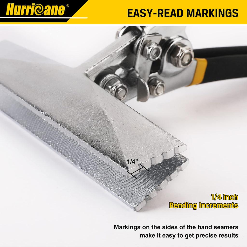 HURRICANE 3inch Sheet Metal Hand Seamer, Heavy Duty Bender for Metal Flattening, Precision Duckbill Pliers and Sheet Metal Tongs, Ideal for HVAC Projects, Ergonomic Straight Flat Smooth Jaw