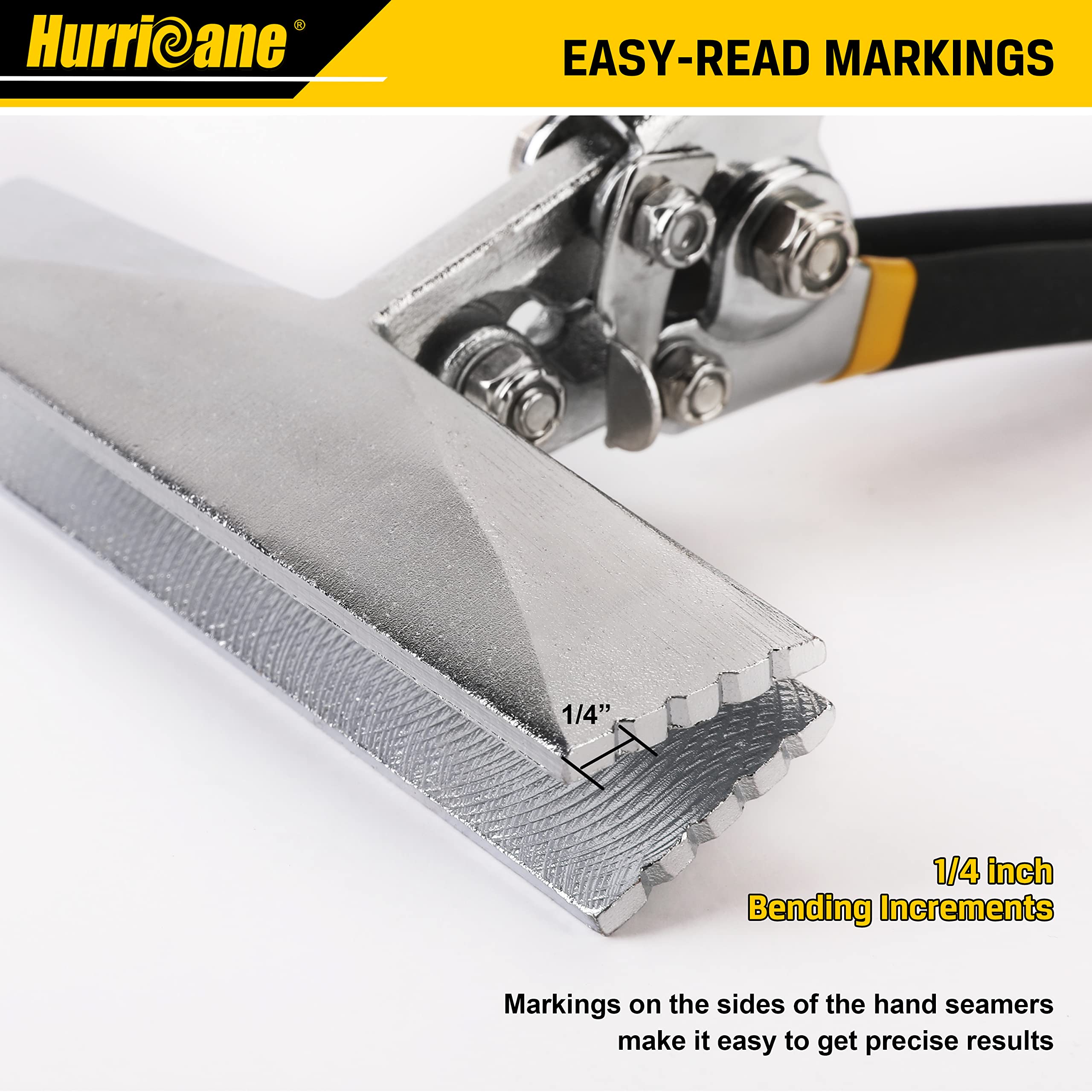 HURRICANE 3inch Sheet Metal Hand Seamer, Heavy Duty Bender for Metal Flattening, Precision Duckbill Pliers and Sheet Metal Tongs, Ideal for HVAC Projects, Ergonomic Straight Flat Smooth Jaw