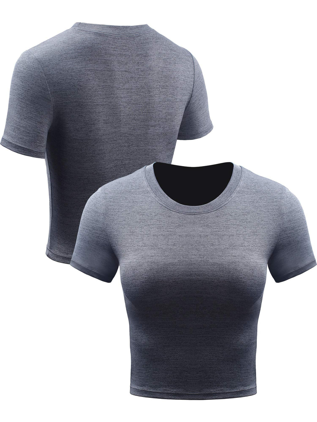 CADMUS Women's Dry Fit Crop Top Yoga Short Sleeve Shirts Crew Neck Athletic Running Tee 3 Pieces