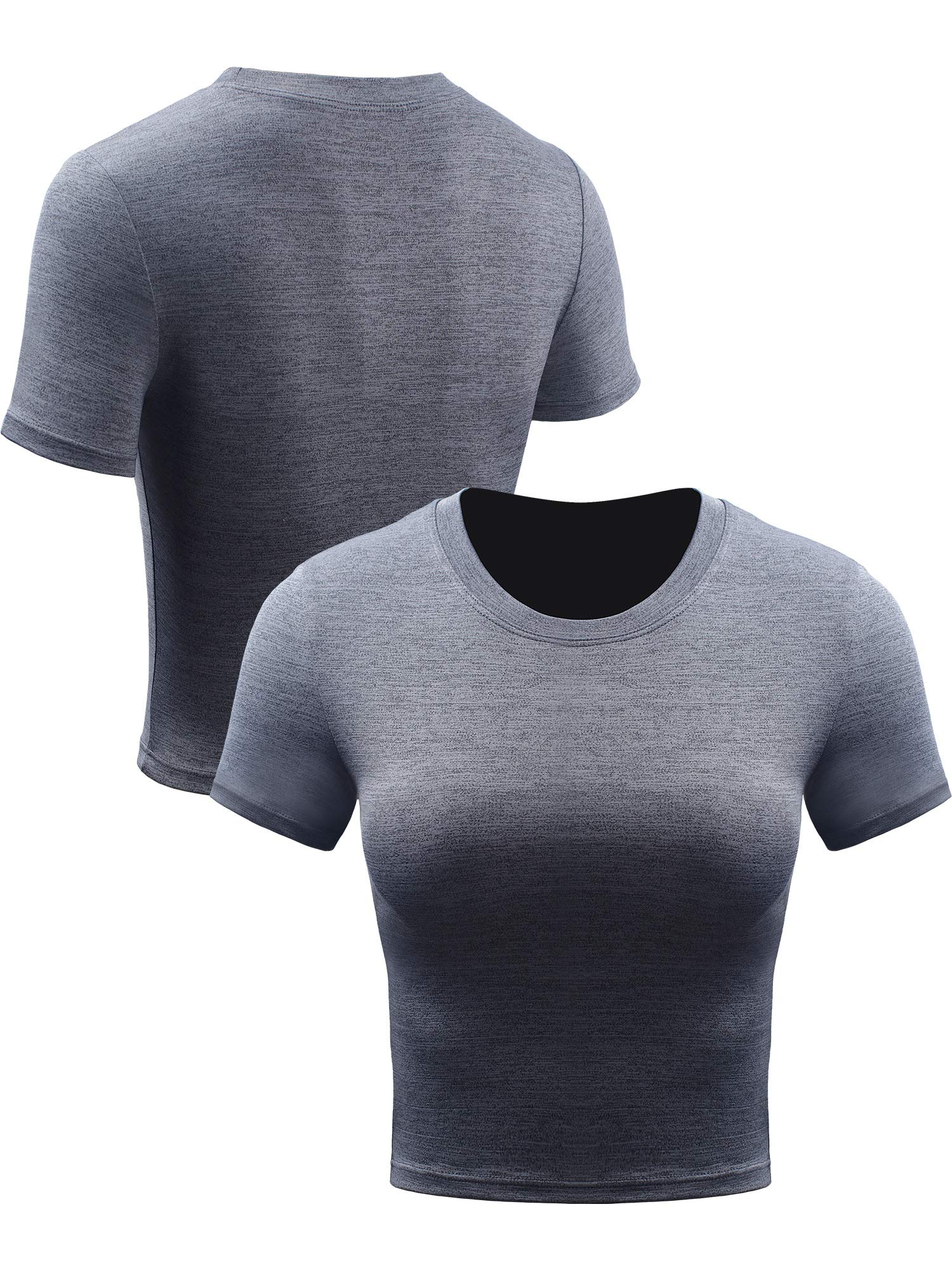 CADMUS Women's Dry Fit Crop Top Yoga Short Sleeve Shirts Crew Neck Athletic Running Tee 3 Pieces