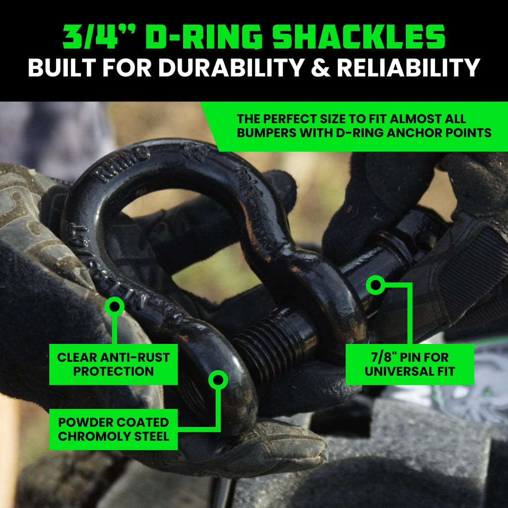 Rhino USA Heavy-Duty Recovery Gear Combos Off-Road Truck Vehicle Recovery, Best Offroad Towing Accessories - Backed for Life (20' Strap + Hitch)