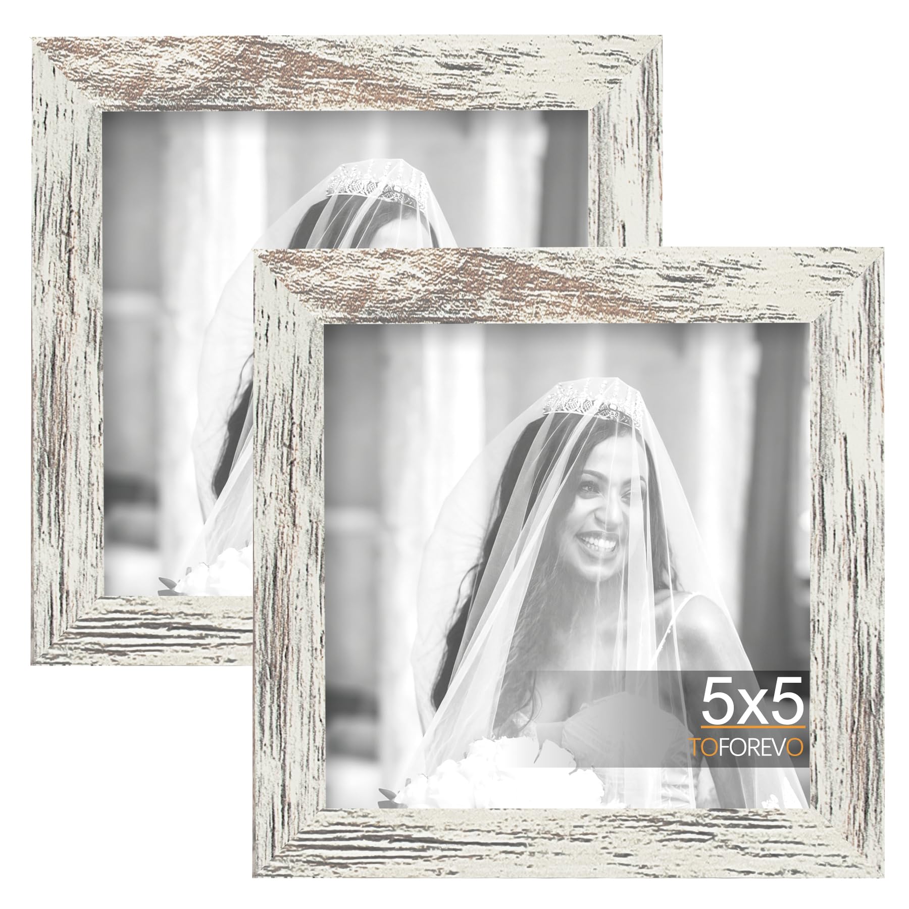 TOFOREVO Picture Frames 4x4 Set of 2 Black Wood Grain Photo Frame for Gallery Wall Mounting or Tabletop Display