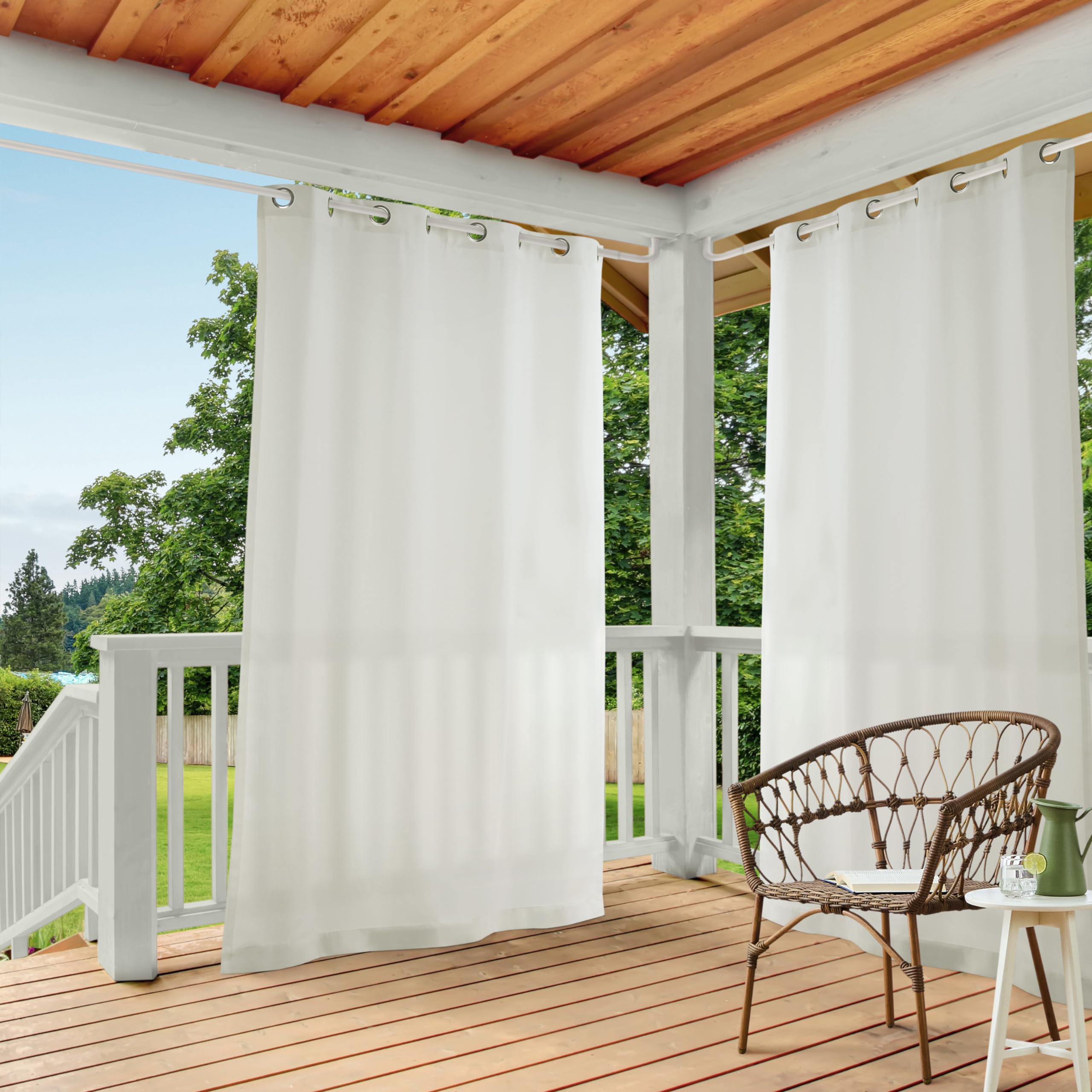 Town & Country Basics Cabana Solid Heavyweight Indoor Outdoor Curtains, Light Filtering Opacity with Grommet Top, Water Repellent, 2-Pack Set, 54"x96", Black