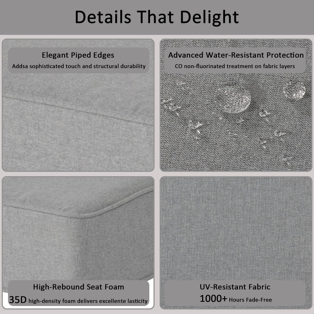 COZYVIDA 5.1" Thick Outdoor Patio Cushions Set of 2, 22"x24"x5.1" Seat, C0 Water-Resistant Breathable Fabric, UV-Resistant 1000+ Hrs, 35D Foam with Recycled Fiber Fill,Beige