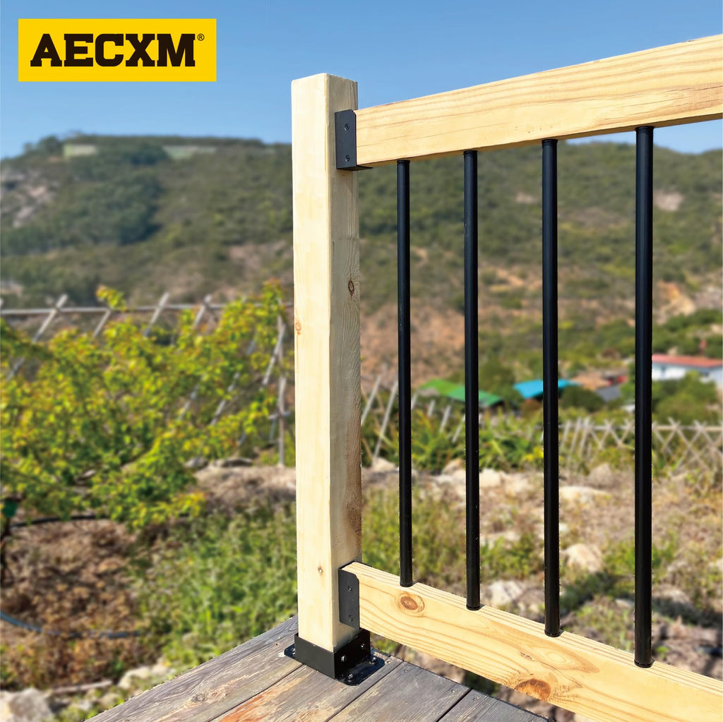 AECXM 201 Stainless Steel 2" x 4" (1 ½" x 3 ½" Actual) Deck Railing 27.5° Stair Connectors, for Deck Railing Stair Handrail Connection Installation Deck Railing Bracket (4 Pair-Black)