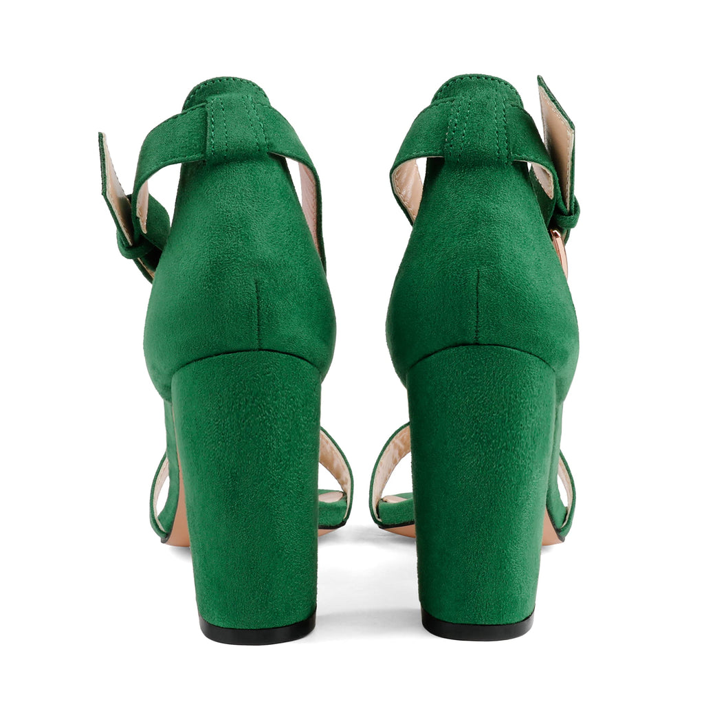 JOY IN LOVE Womens 3.5" Chunky Block High Heels Ankle Strap Heeled Sandals