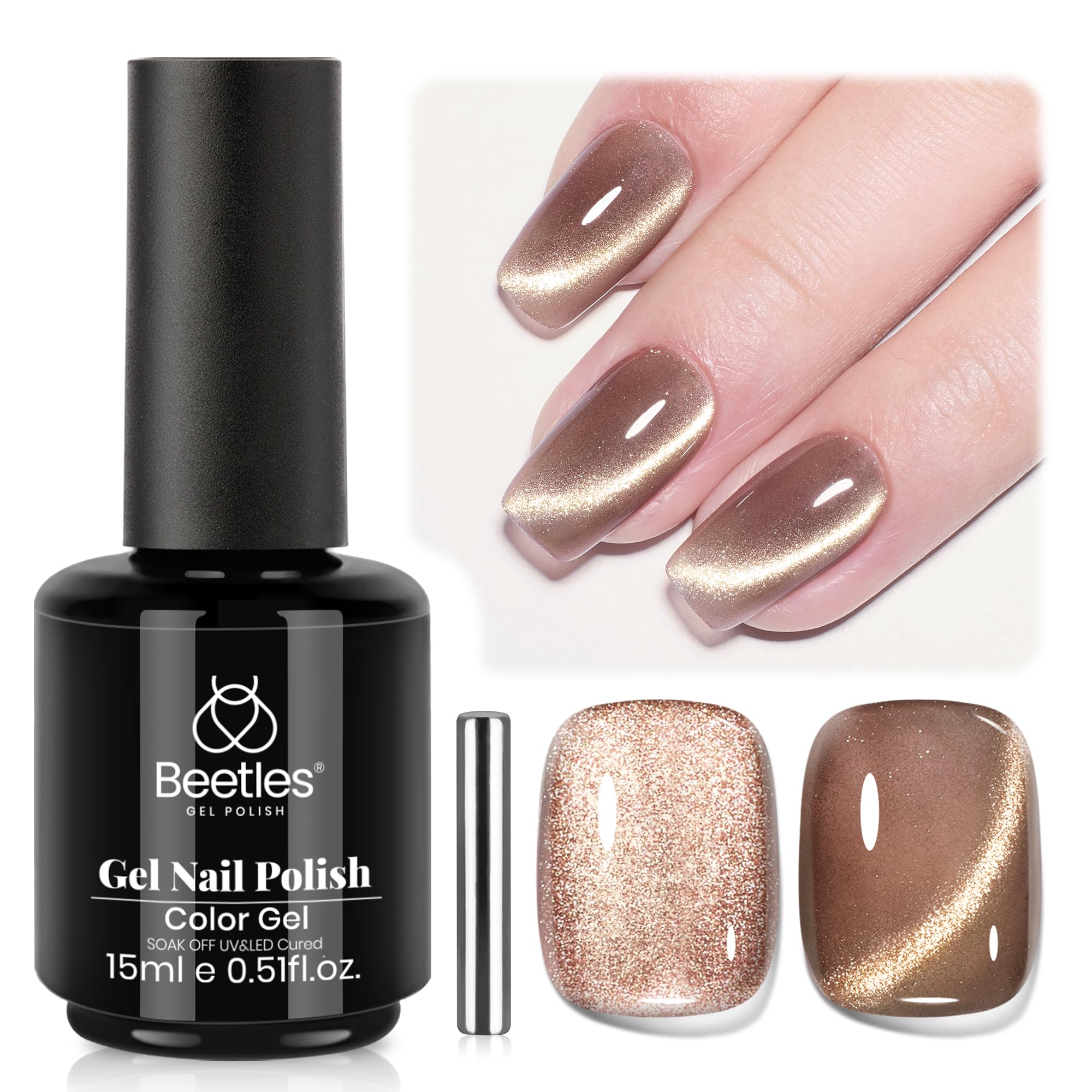Beetles Star Cascade Silver Cat Eye Gel Nail Polish - 15ML Christmas Silver Glitter Cat Eye Gel Polish with Magnet Soak Off UV Velvet Nail Polish Salon DIY Manicure Winter Gift for Women