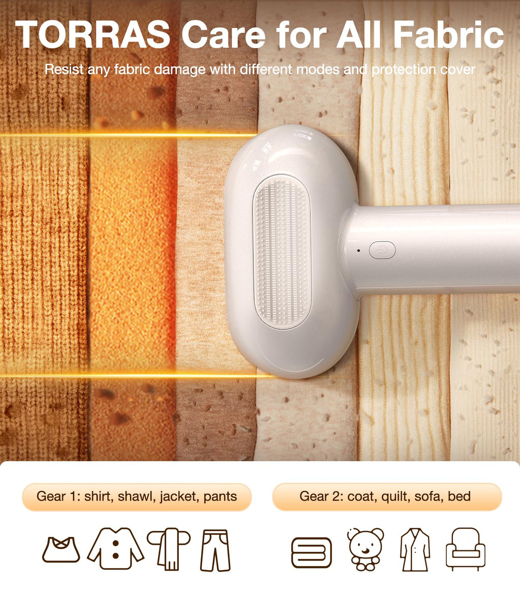 TORRAS Rechargeable Fabric Shaver Electric Lint Remover 3-Speed Remove Fuzz, Pilling for Cashmere, Wool, Clothes, Sweater, Coat, Furniture, Clothes depiller with Replacement Blades
