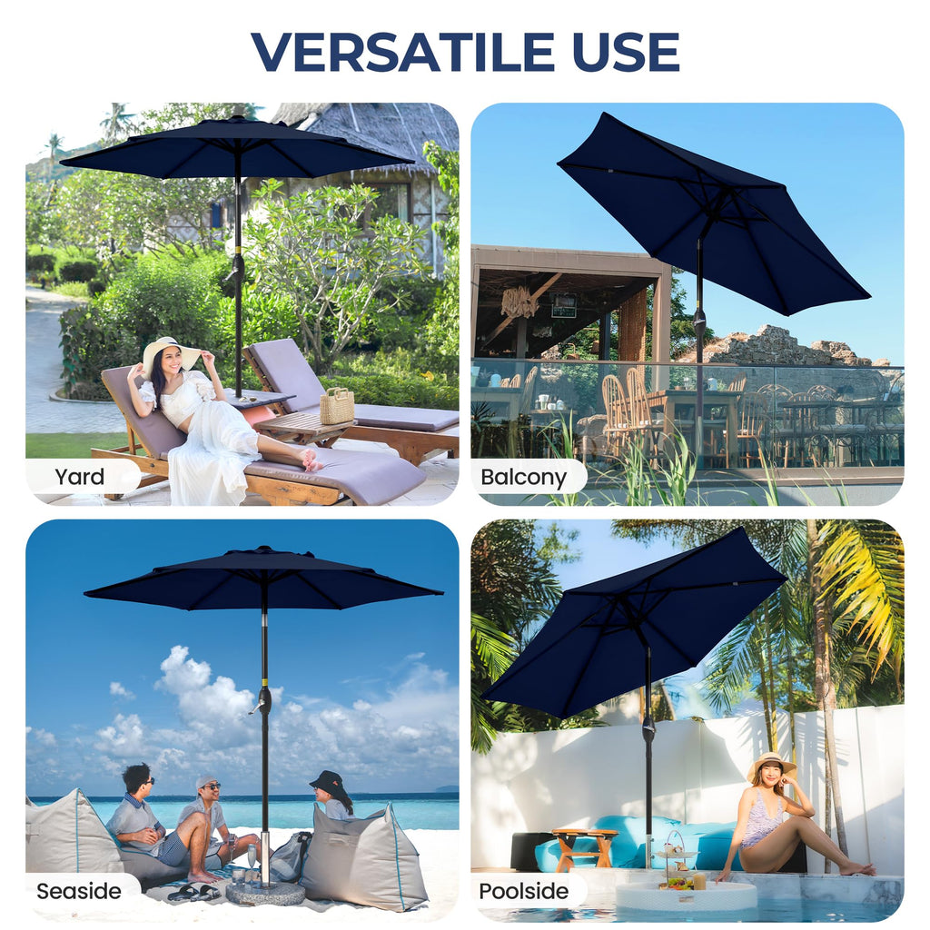 SUNVIVI OUTDOOR Outdoor Patio Umbrella, Patio Umbrella, Market Umbrella, Large Outdoor Umbrella, Metal Pole Umbrella with Push Button Tilt and Crank, Polyester Canopy