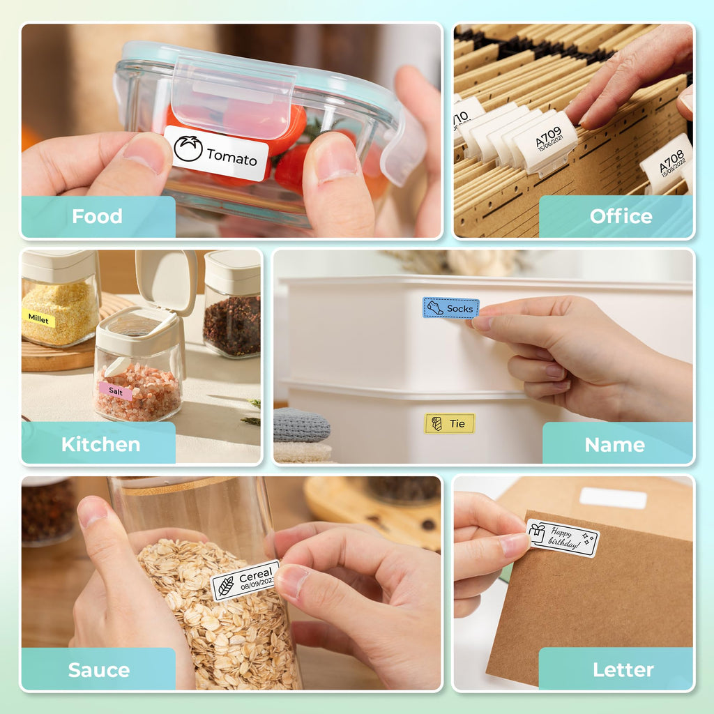 Nelko Label Maker Machine with Tape, P21 Bluetooth Label Printer, Wireless Mini Label Makers with Multiple Templates for School Office Home, White