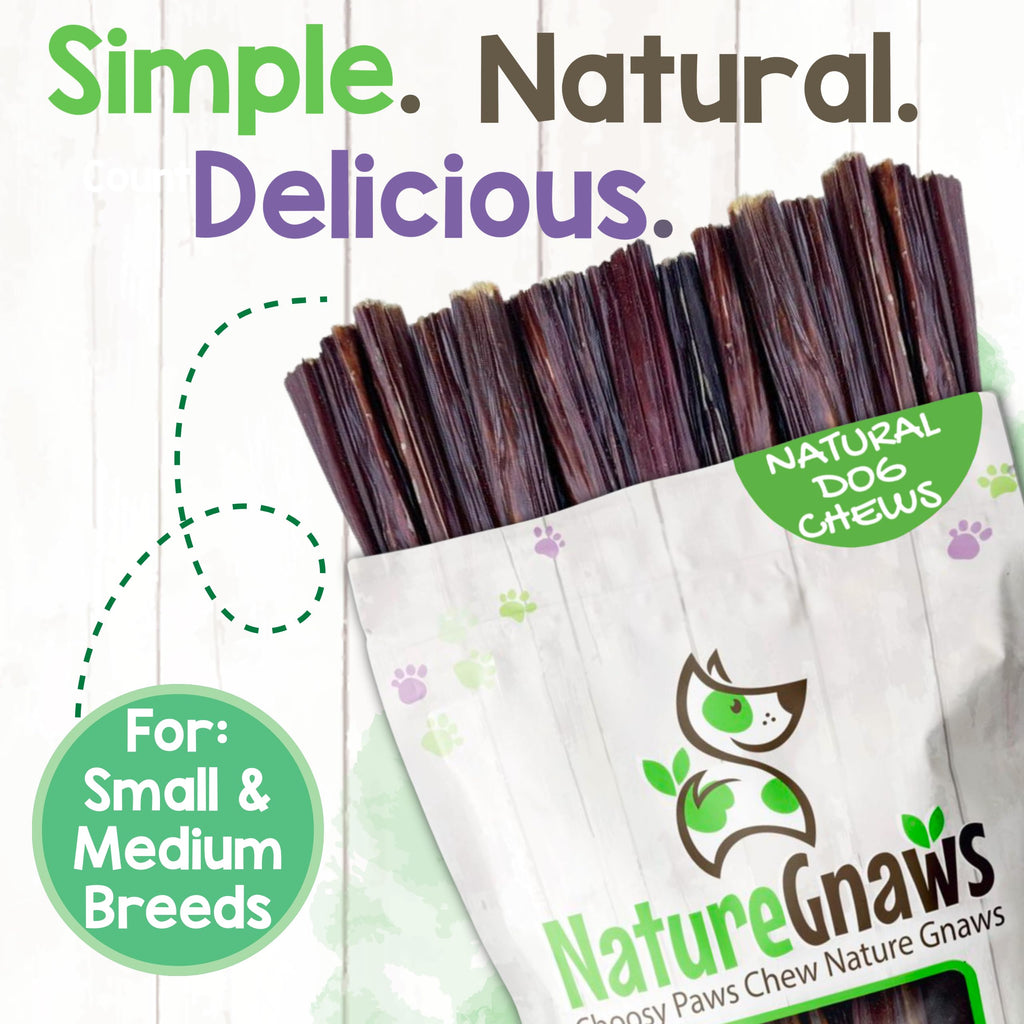 Nature Gnaws Beef Gullet Chews for Small Dogs 4-5" (20 Count) - Natural Beef Jerky Stick Dog Chew Treats - Rawhide Free