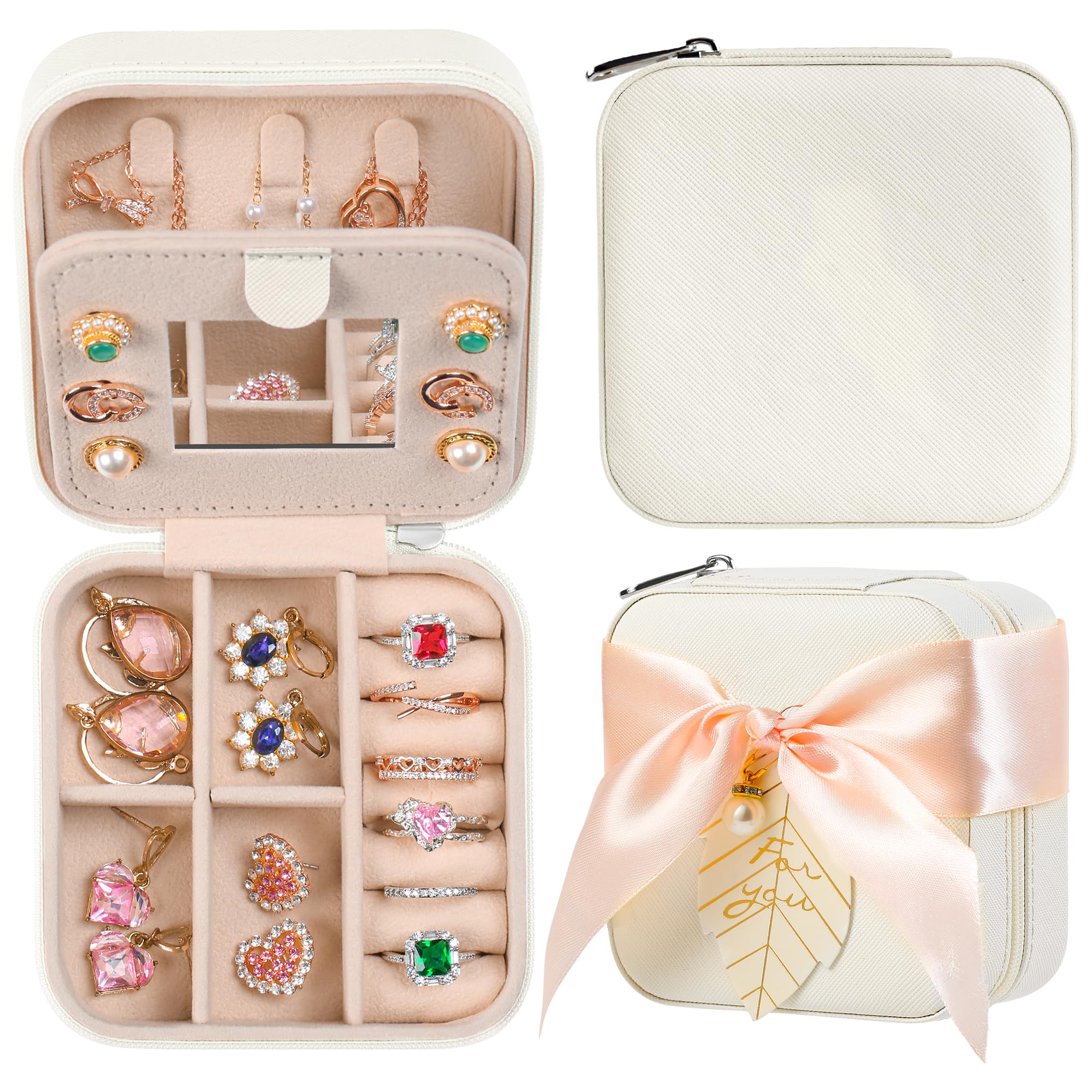AYGXU Travel Jewelry Box for Women and Girls - Small Case With Initial A-Z - Teacher Gifts