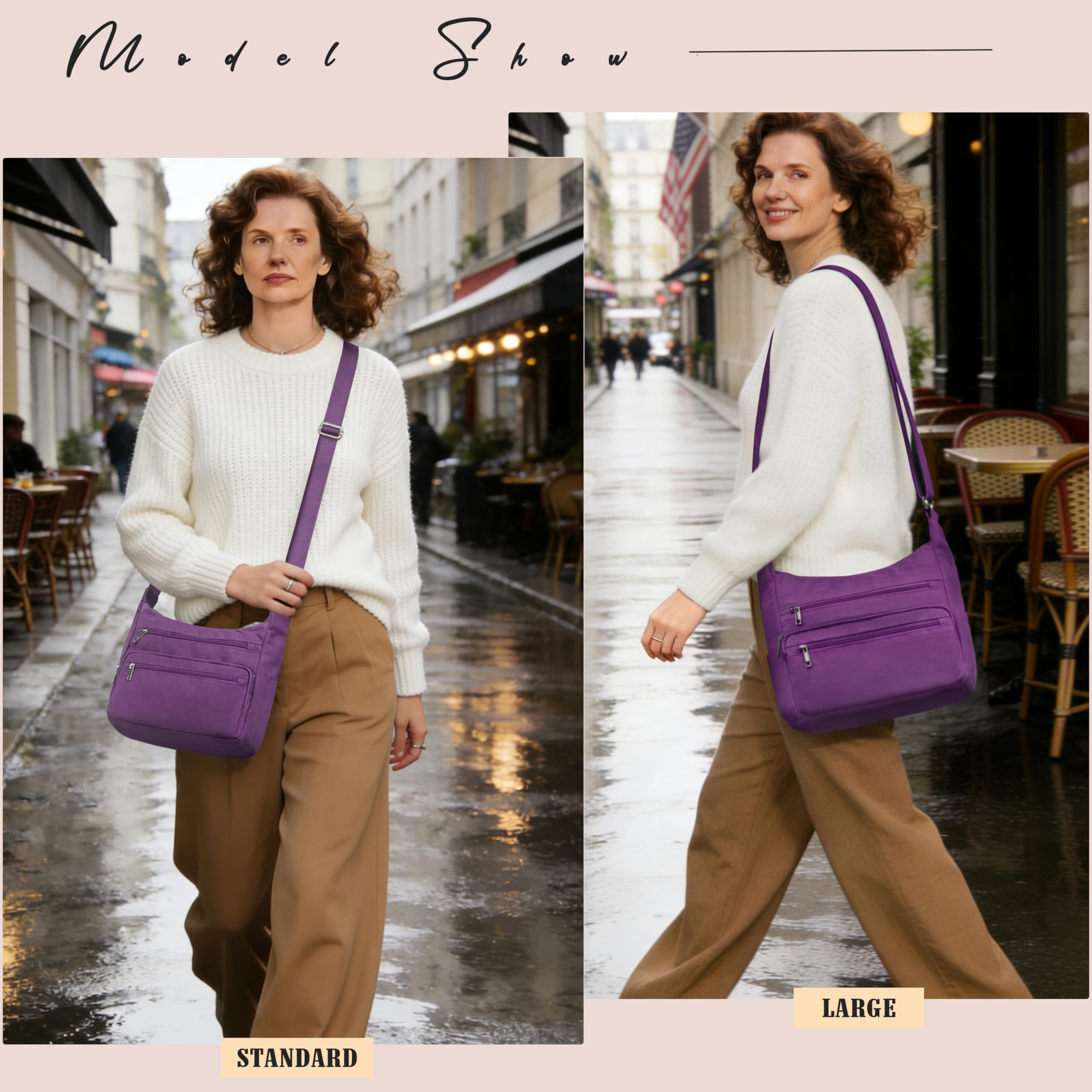 VOLGANIK ROCK RFID Purses for Women Fabric Nylon Multi Pocket Crossbody Bag Ladies Travel Handbag
